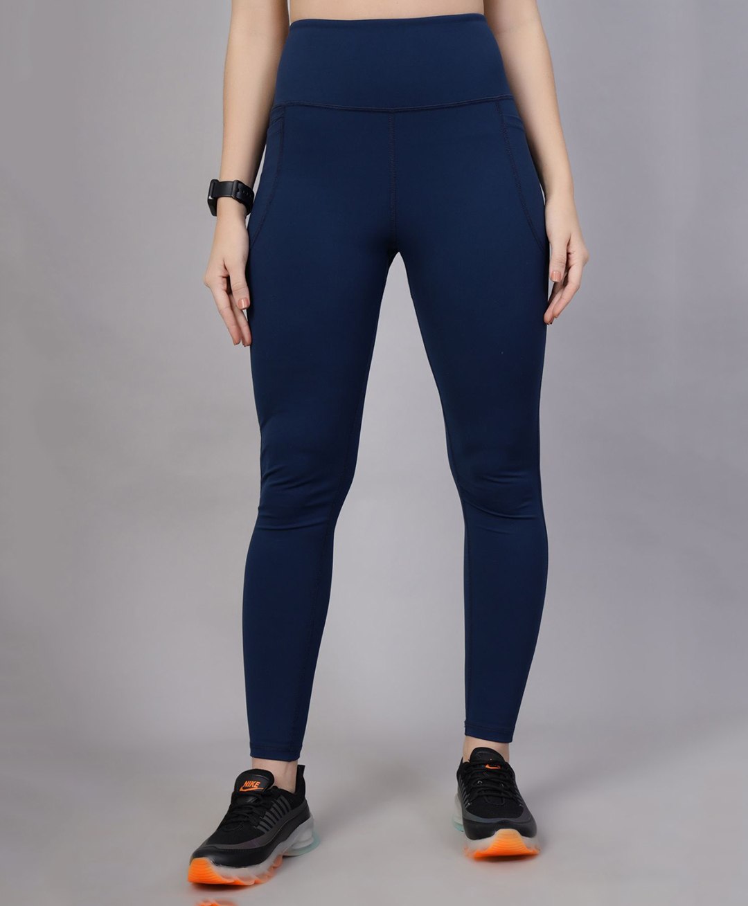 Zelena Solid High Waisted Postpartum Leggings - Navy Blue-picture-18