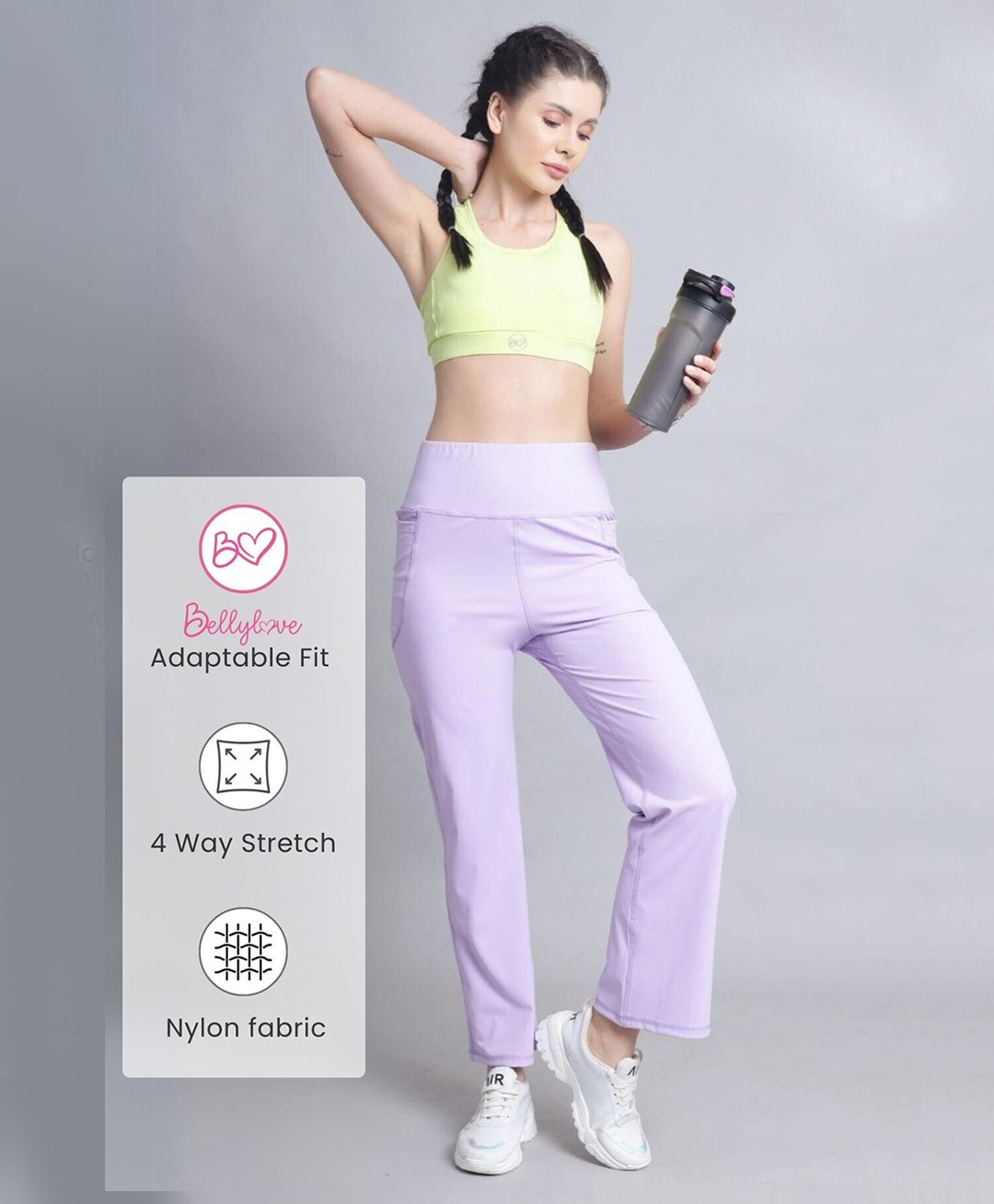 Zelena Solid High Waisted Postpartum Leggings - Lavender Purple-picture-21