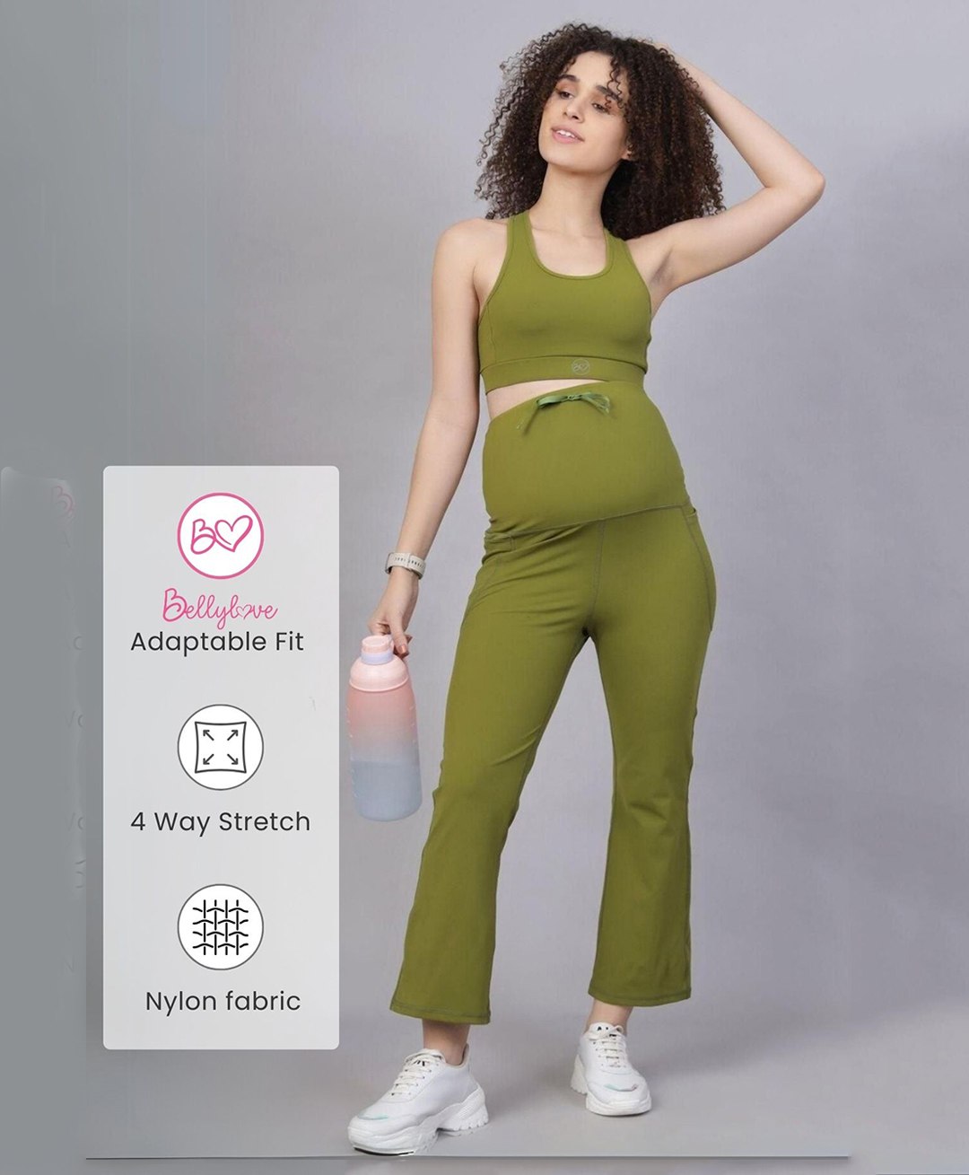 Zelena Solid High Waisted Pregnancy Leggings - Olive Green-picture-28