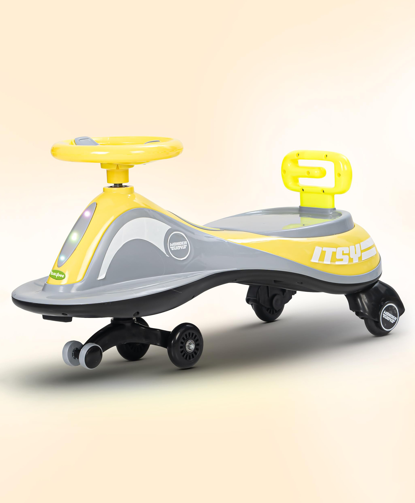 Baybee Pulto Kids Magic Swing Cars for Kids, Twister Ride on Toy Kids Car with LED Lights, PP Wheels & Music (Lemon Green)