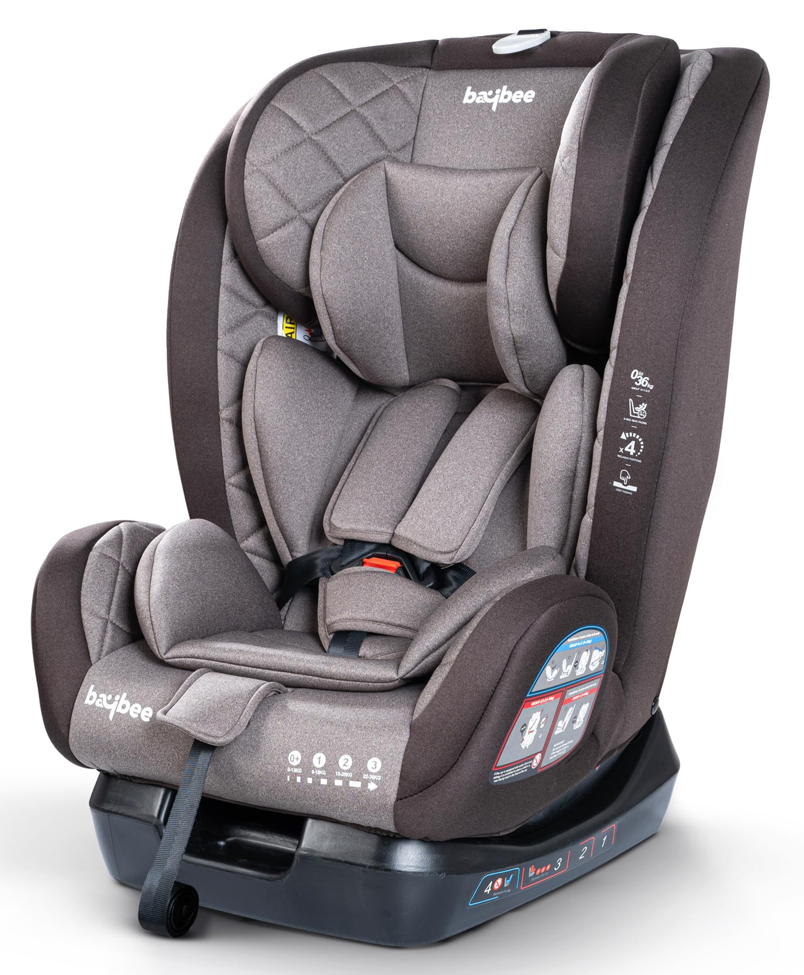 Baybee Convertible Car Seat with 3 Position Recline Headrest Height Adjustable ECE R44/04 Safety Certified Travel Baby Car Seat (Without Isofix, Brown)-picture-48