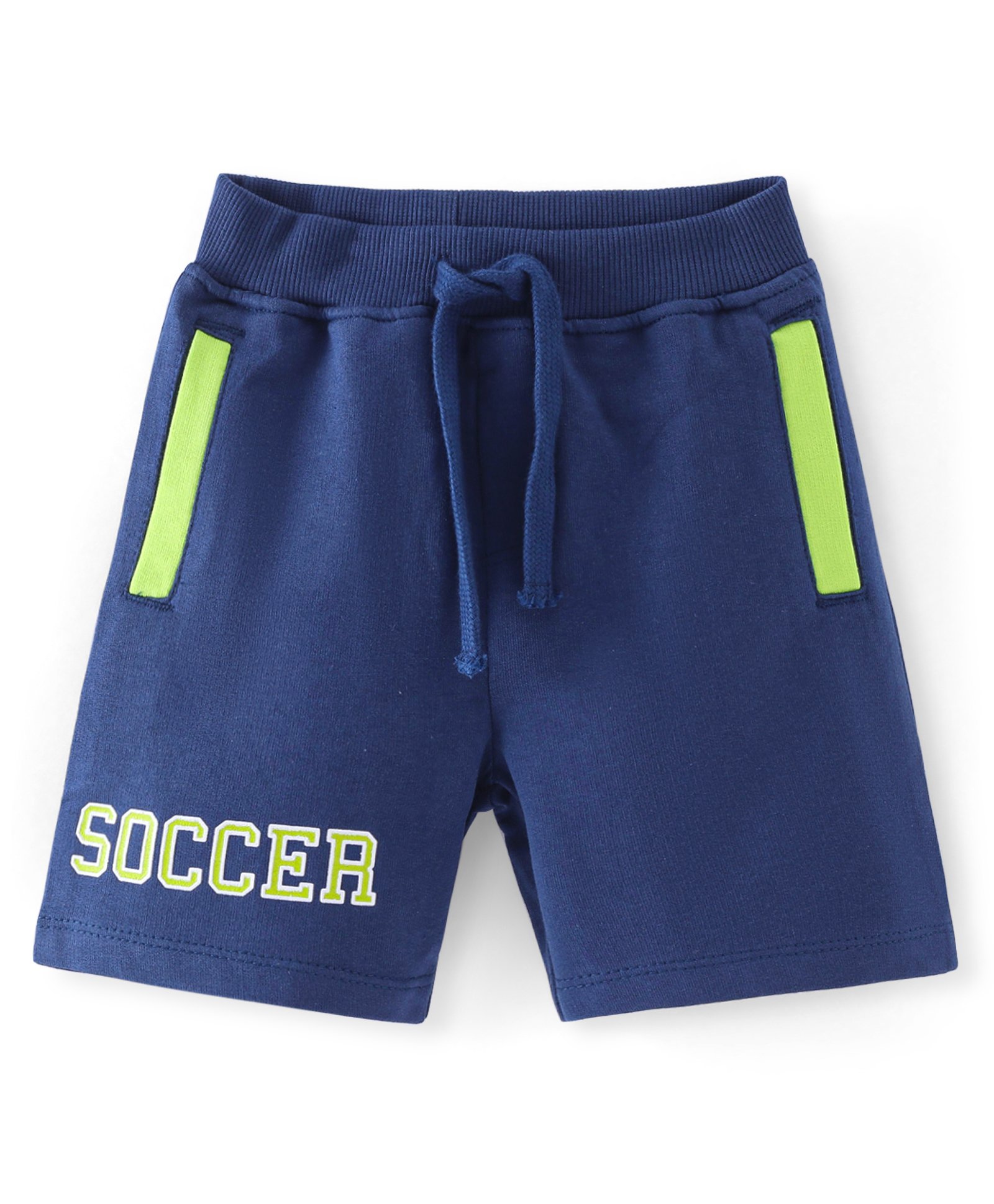 Babyhug Cotton Looper Knit Shorts Soccer Print - Navy Blue-picture-24