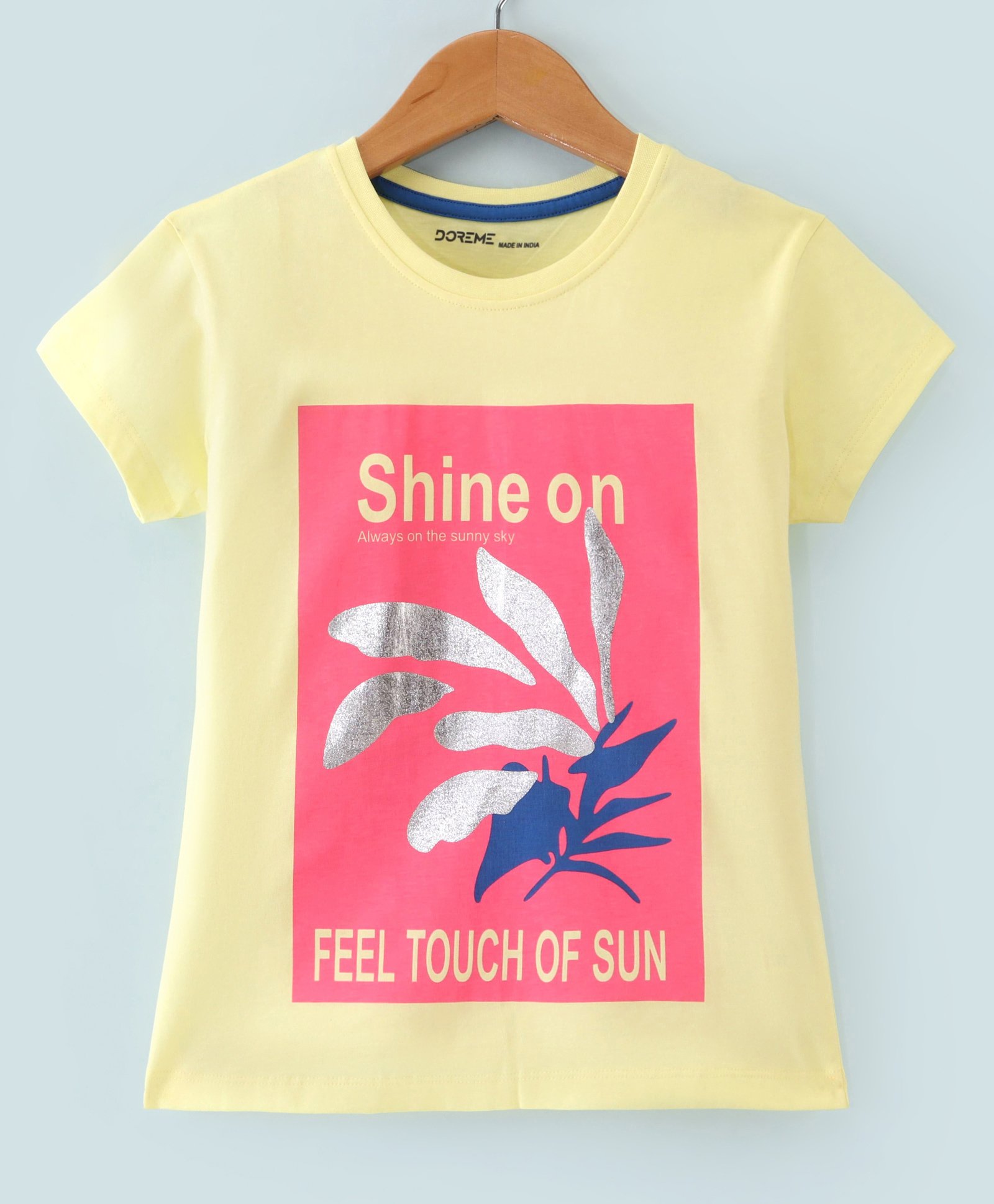 Doreme Single Jersey Knit Half Sleeves T-shirt Text Print - Lime Yellow-image-47