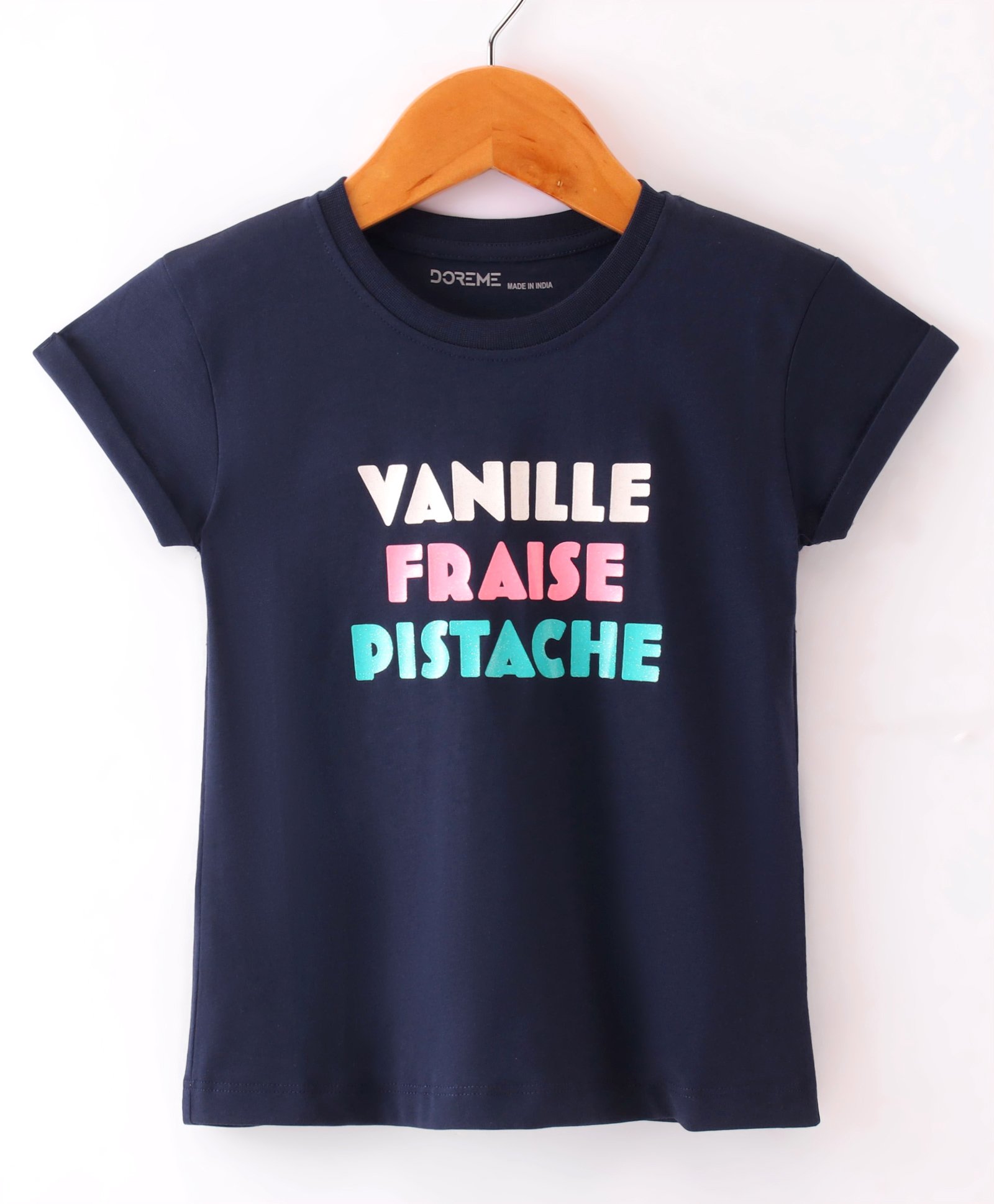 Doreme Single Jersey Knit Half Sleeves T-Shirt Text Print - Prussain Blue-image-49