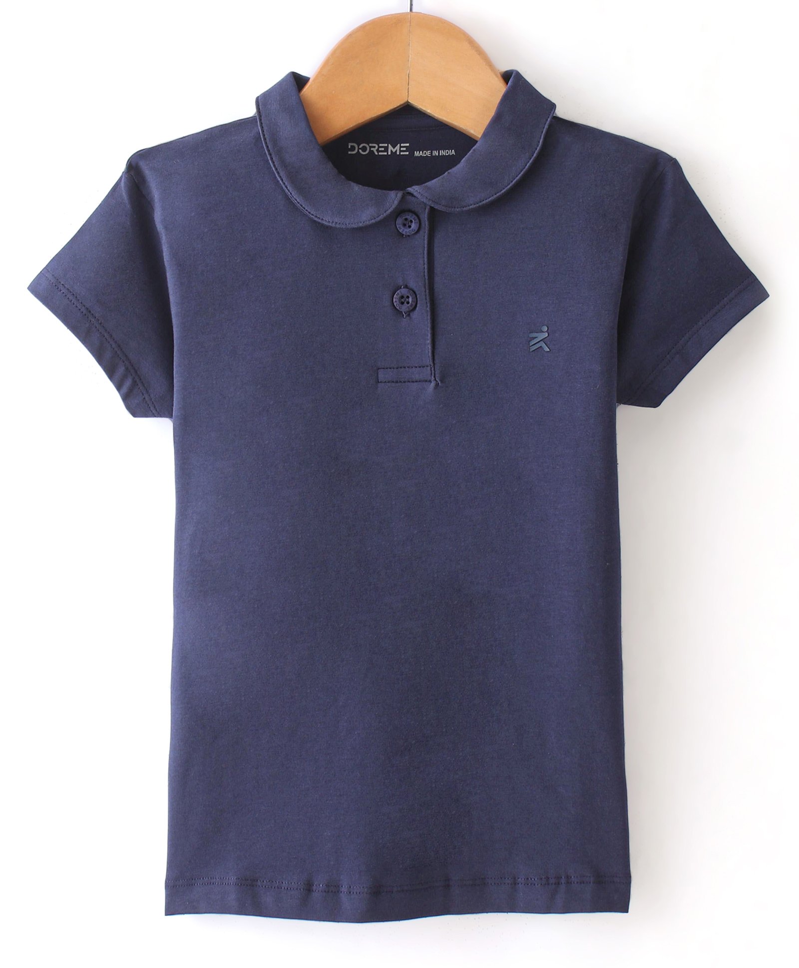 Doreme Single Jersey Knit Half Sleeves  T-Shirt Solid Colour - Navy Blue-image-47