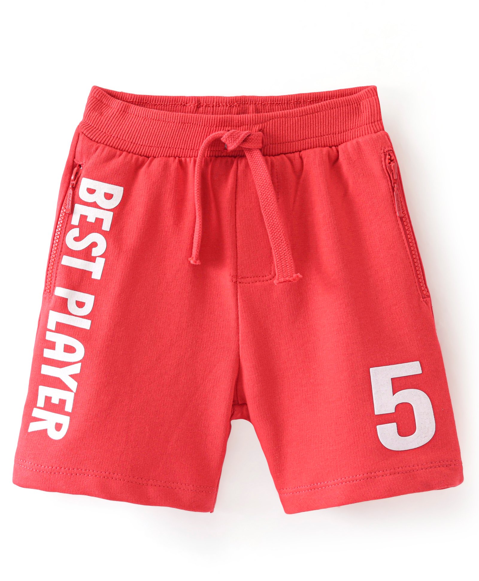 Babyhug Cotton Looper  Knit Shorts with Text Print - Red-picture-19