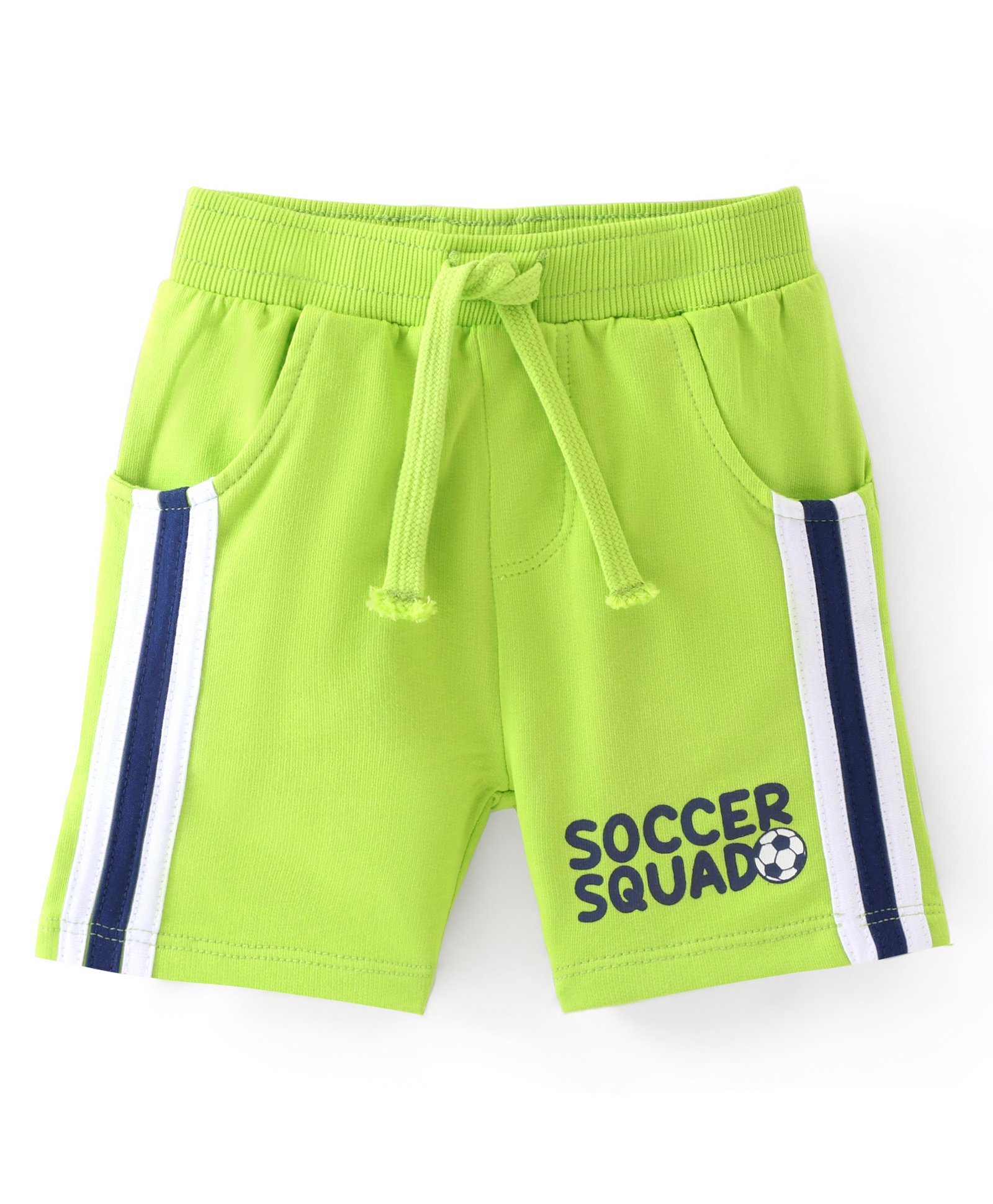 Babyhug Cotton Looper Knit Shorts Soccer Ball Print - Lime Green-image-24