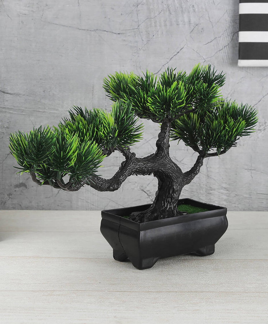 Foliyaj Artificial 4 Head Bonsai Tree with Green Bushy Leaves with Pot-image-36