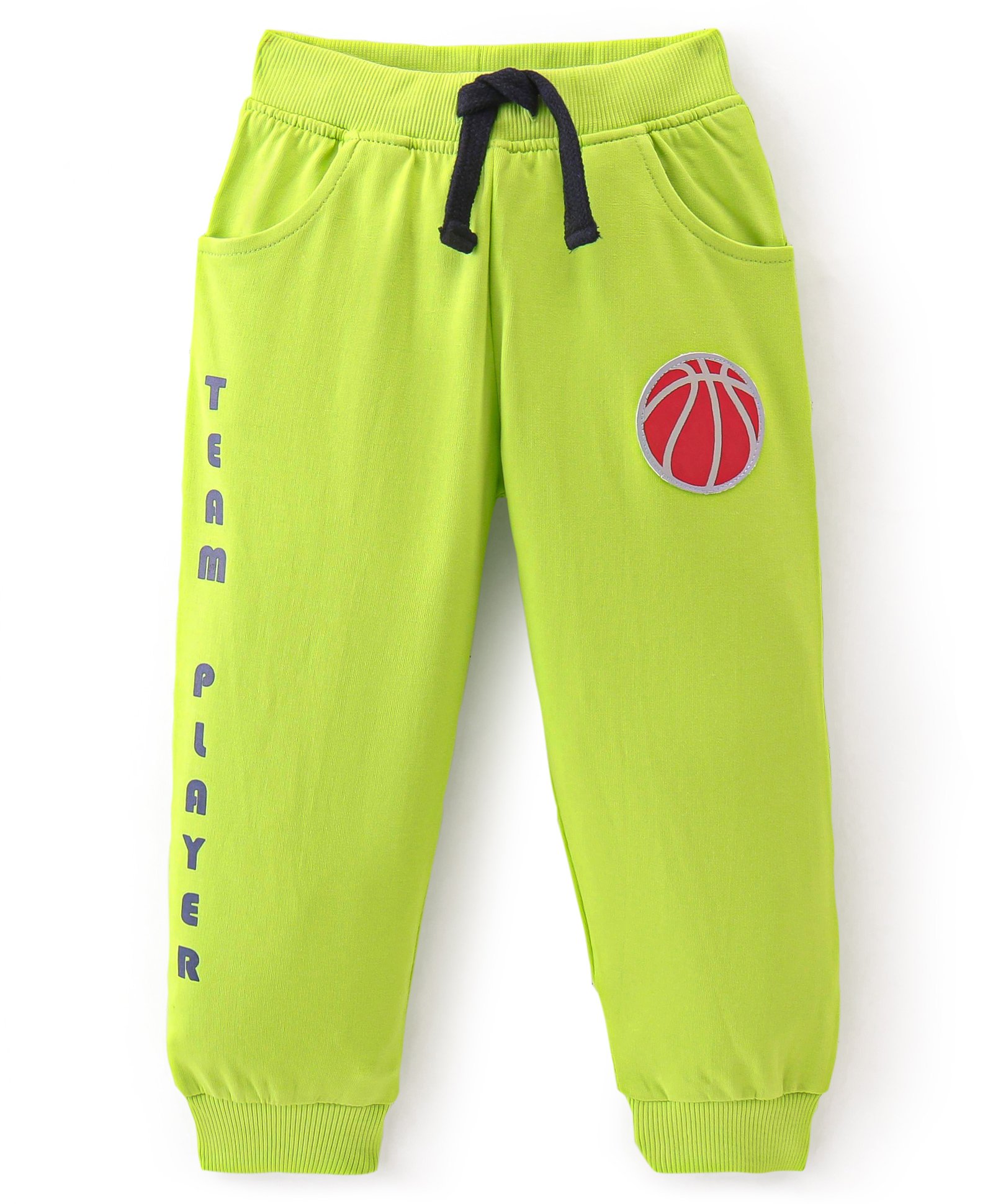 Babyhug Cotton Looper Knit Full Length Lounge  Pant Football Print - Lime Green-picture-20