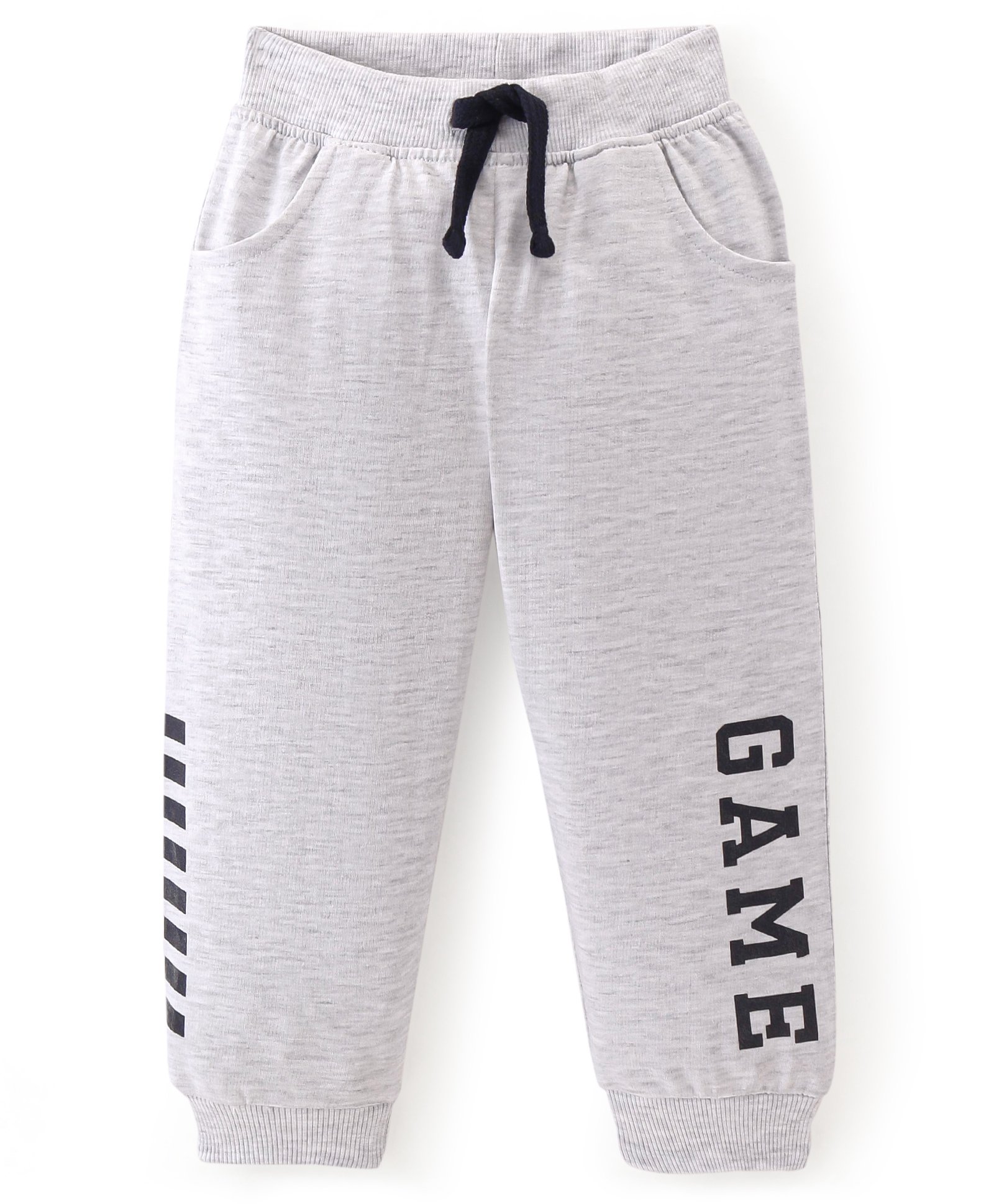 Babyhug Cotton Looper Knit Full Length Lounge  Pant Text Print -  Grey-picture-12