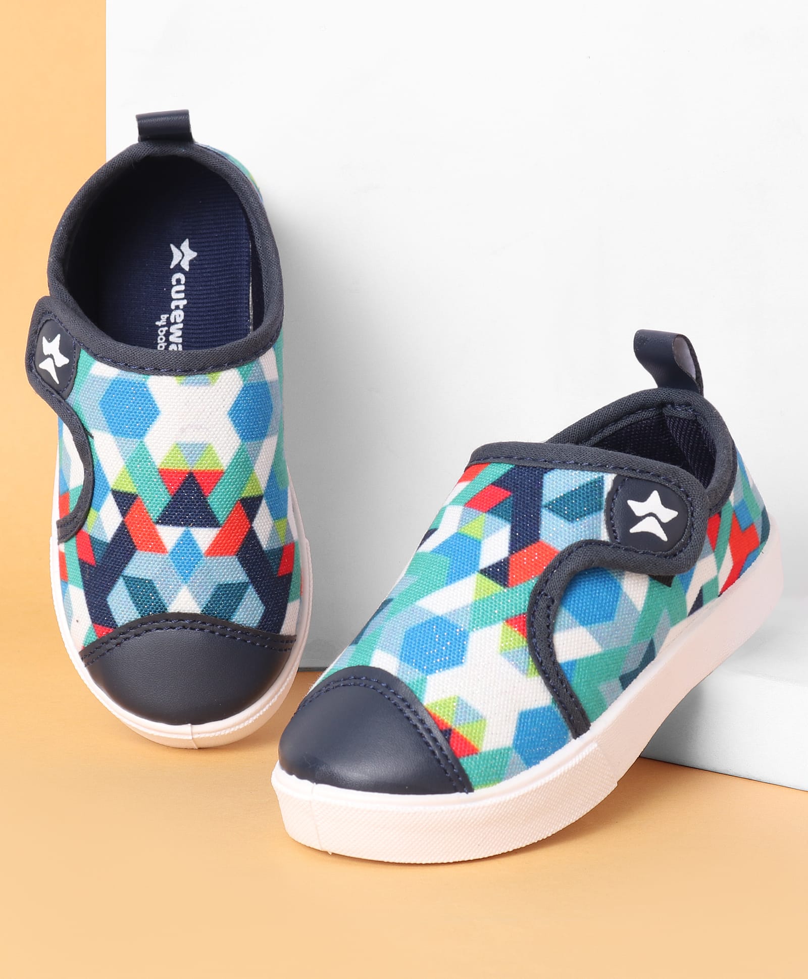 Cute Walk by Babyhug Slip On  Casual Shoes with Velcro Closure Geometric Print - Blue-picture-22