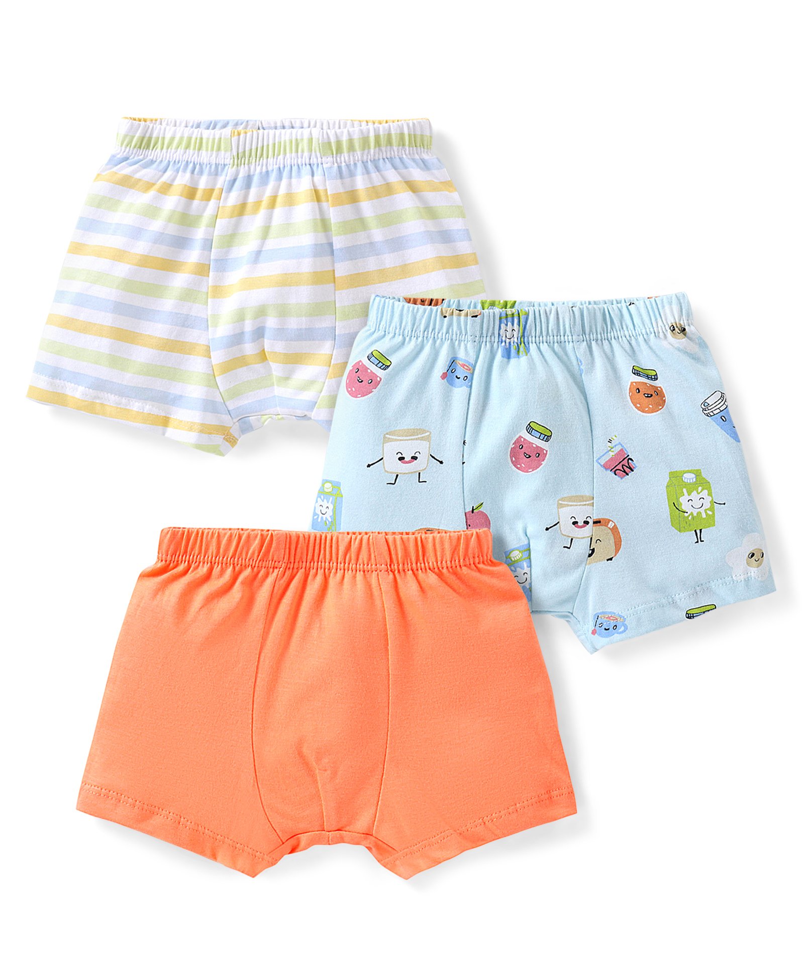 Babyhug 100% Cotton Printed Trunks Pack of 3 - Blue & Orange-image-13
