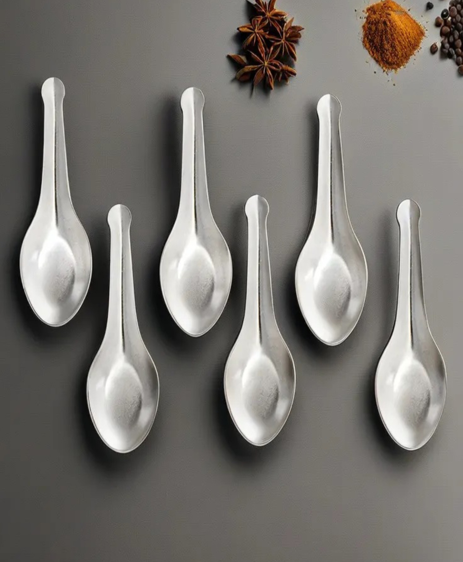 HAZEL Stainless Steel Small Masala Spoon Mini Spoon Perfect for Spices and Condiments, Set of 6-picture-5
