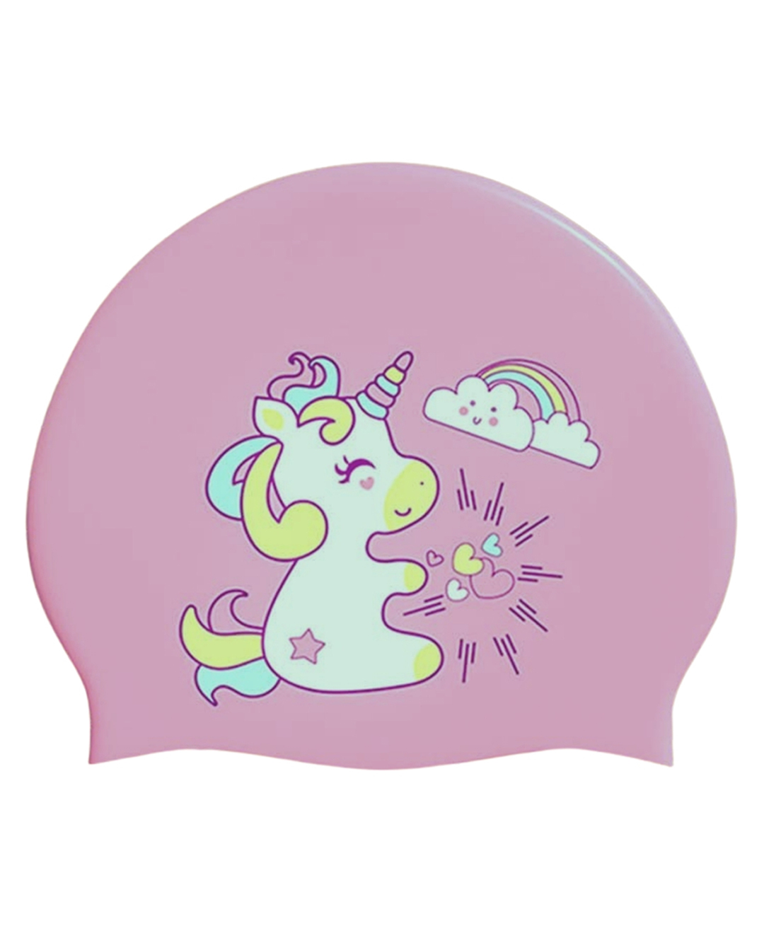 KARBD Cartoon Design Super Soft Silicone Swimming Cap for Kids - Pink Unicorn-picture-18