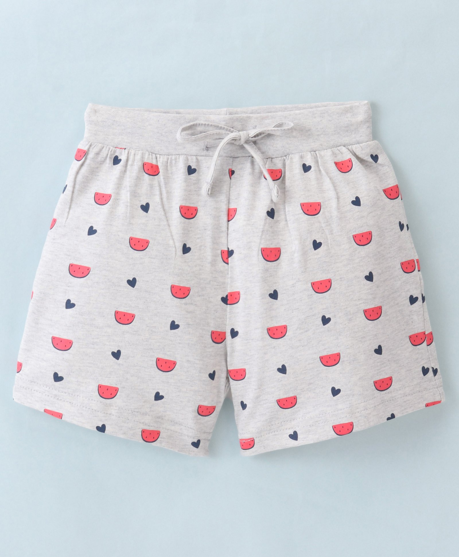 Ollypop Cotton Sinker Knit Shorts Floral Print - Light Grey Melange-picture-13