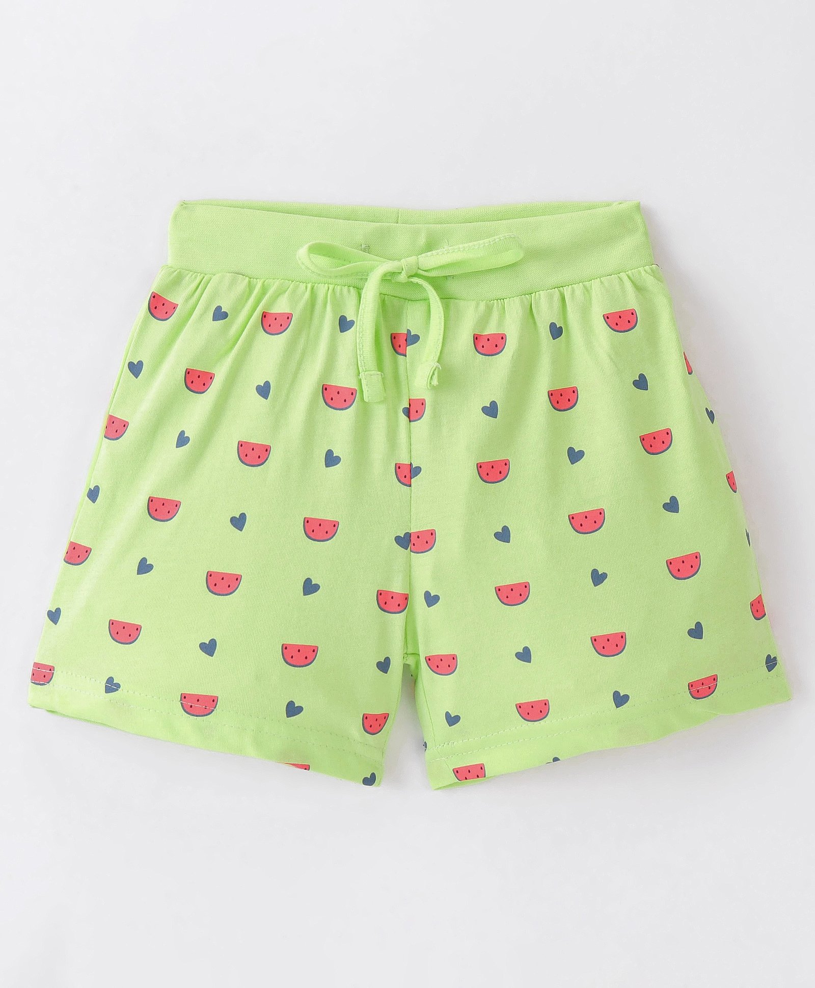 Ollypop Cotton Sinker Knit Shorts Heart Print - Green-picture-22