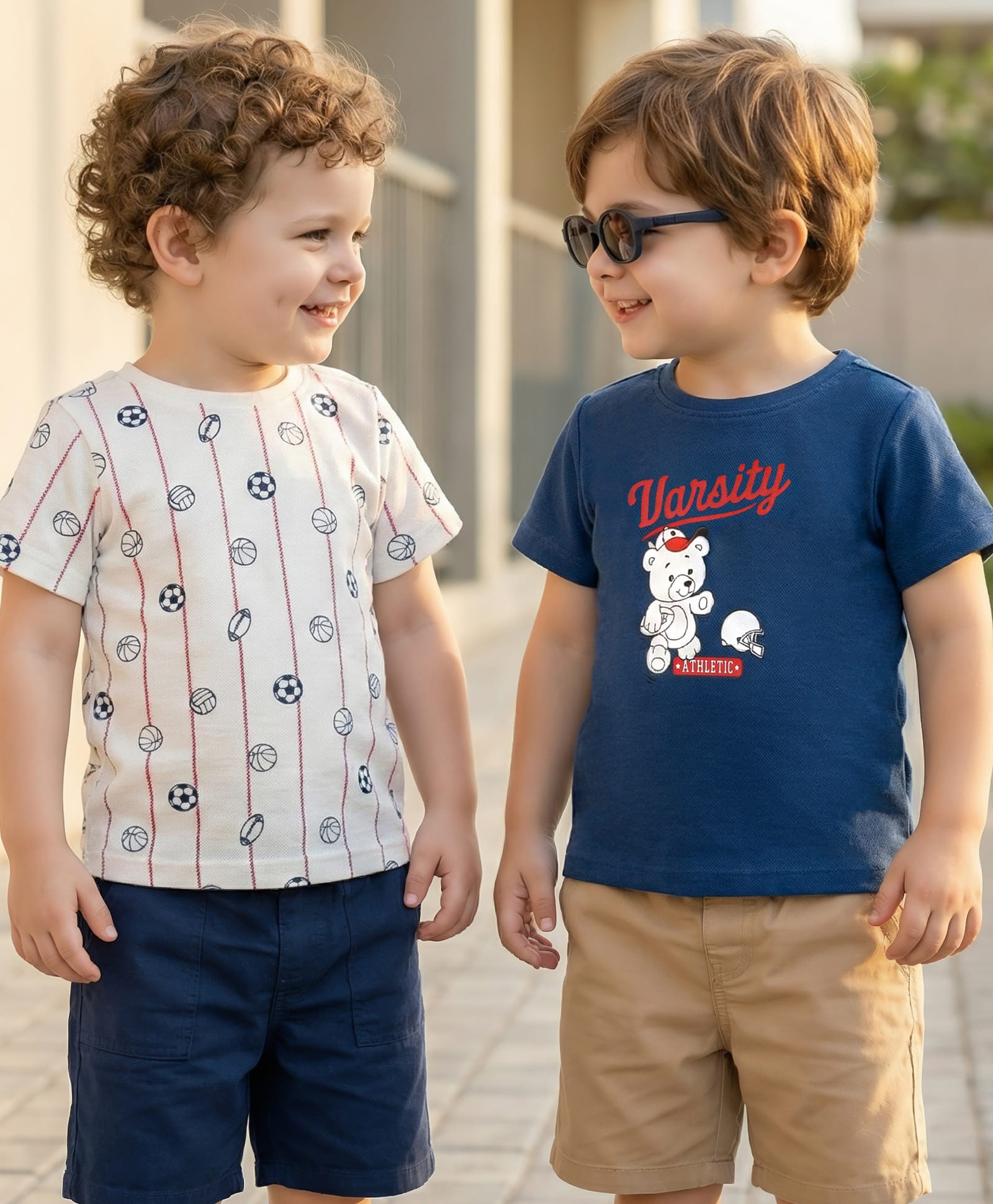 Babyoye 100% Cotton Knit With Eco Jiva Finish Half Sleeves T-Shirts Football & Teddy Print Pack of 2 - Multicolour-picture-24