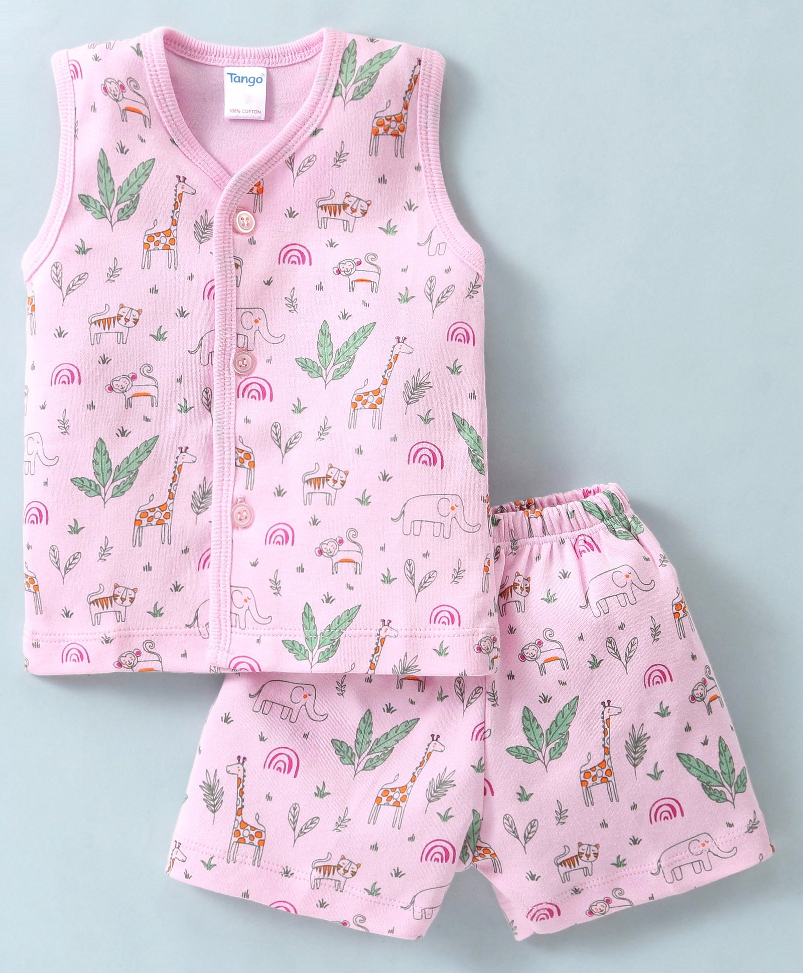 Tango Single Jersey Knit Sleeveless Night Suit Jungle Safari Theme - Pink-picture-13