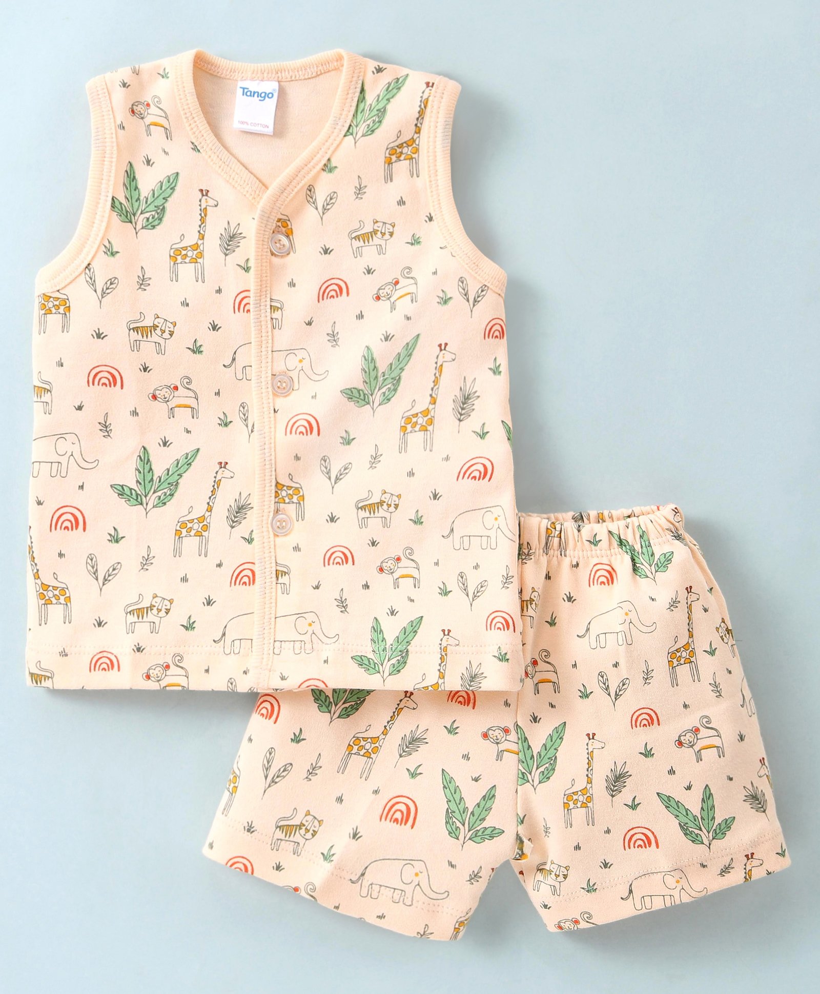 Tango Single Jersey Knit Sleeveless Night Suit Jungle Safari Theme - Peach-picture-20