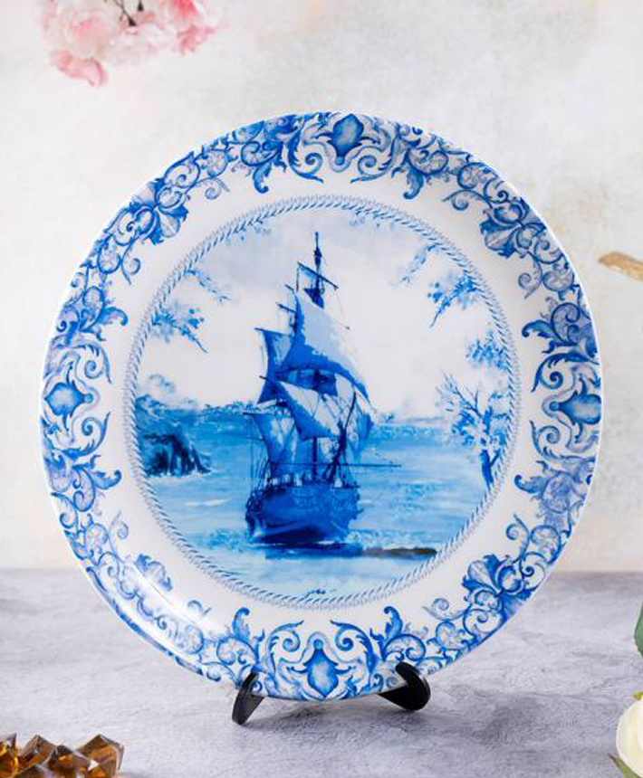 Kolorobia Delftware Dutch Blue Pottery Ship Inspired Home Decor Wall Plate-image-13