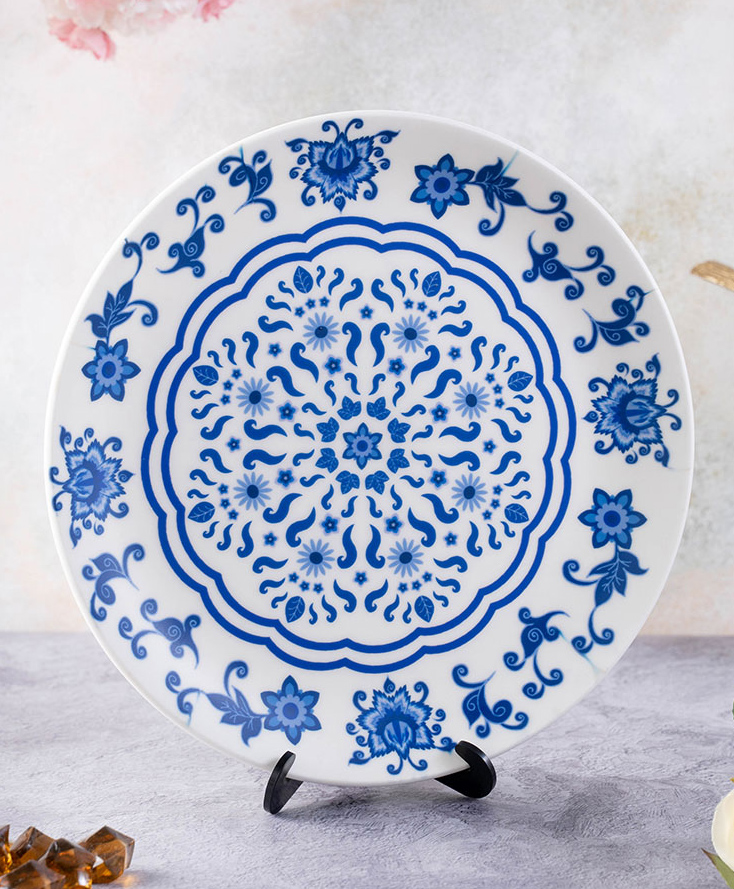 Kolorobia Floral Blue Pottery Inspired Home Decor Wall plate-picture-18