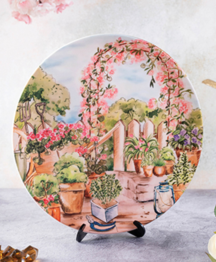 Kolorobia English Flower-adorned Garden Decorative Wall Plate-image-1