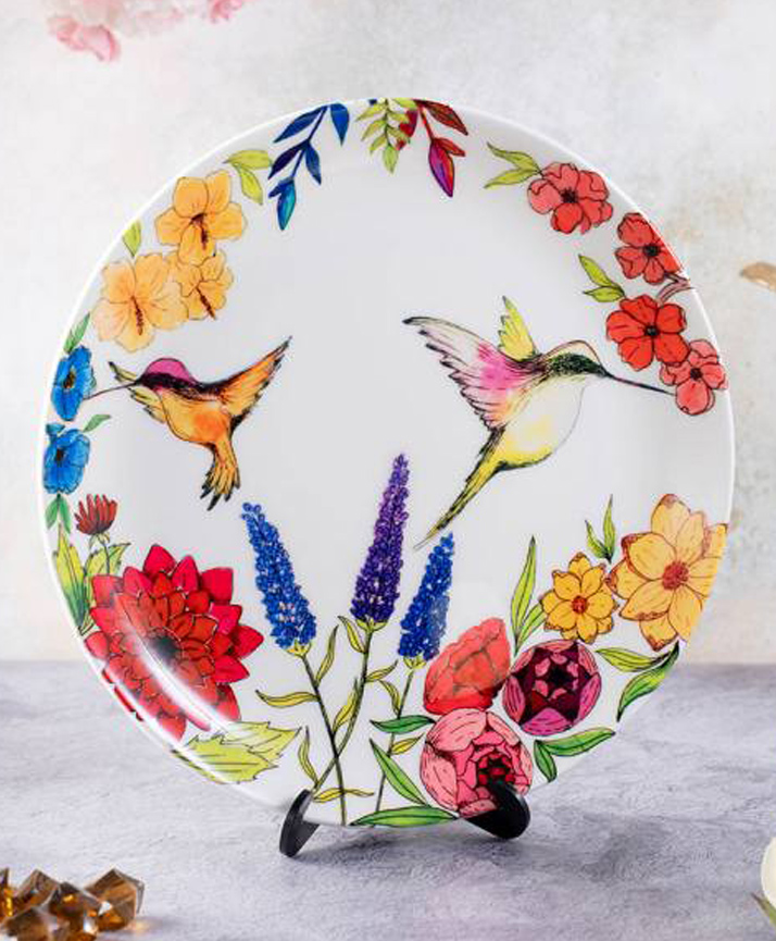 KOLOROBIA HUMMING BIRD FLORAL BEAUTY INSPIRED HOME DECOR WALL PLATE 8"-image-44