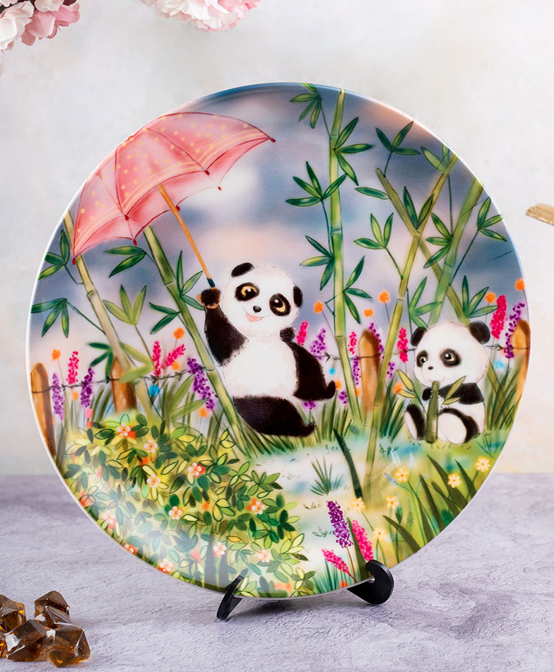 Kolorobia Panda Loves It When It's Monsoon Decorative Wall Plates-image-38