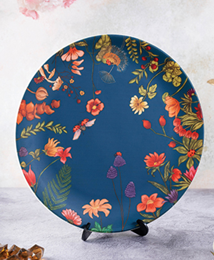 Kolorobia Floral Bliss Blue Decorative Wall Plate-image-17
