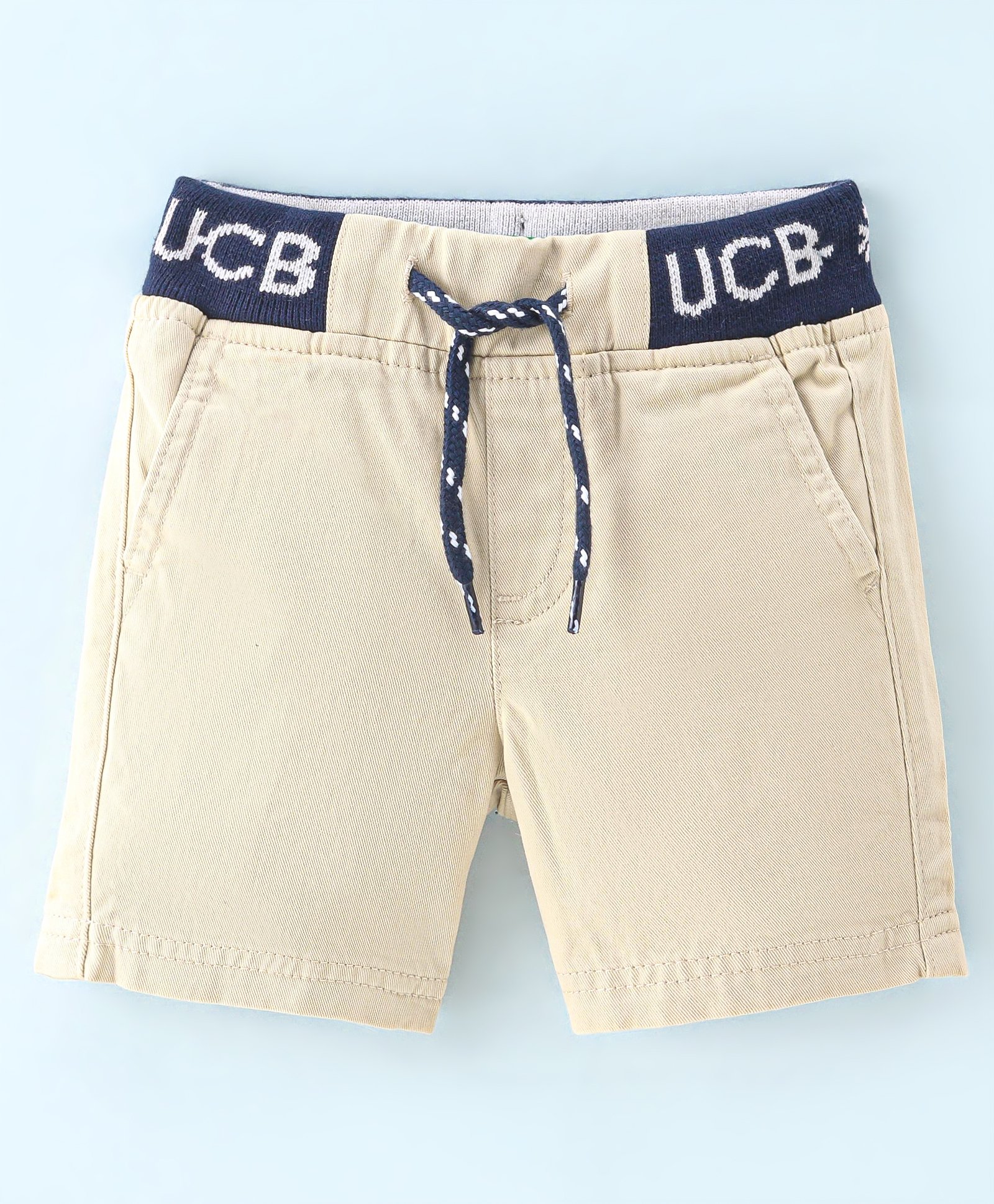 UCB Cotton Woven Knee Length Shorts Logo Print - Beige-image-19