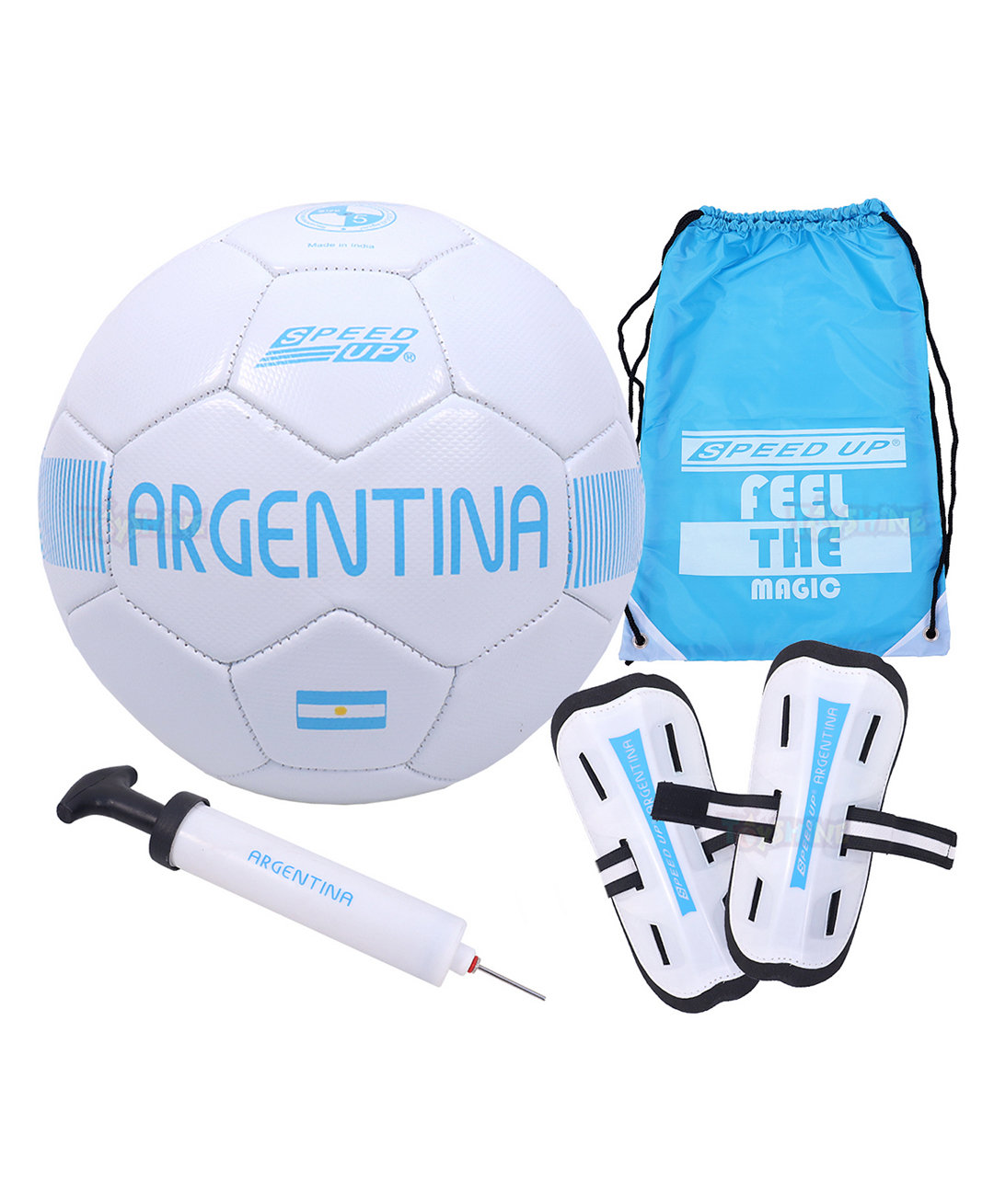 Speed UP 4 in 1 Football Combo Set Toy Gift For Kids 1 Football 1 Pair Shin Guard 1 Pump 1 Bag Birthday Gift for Boys Girls Toddler-image-2