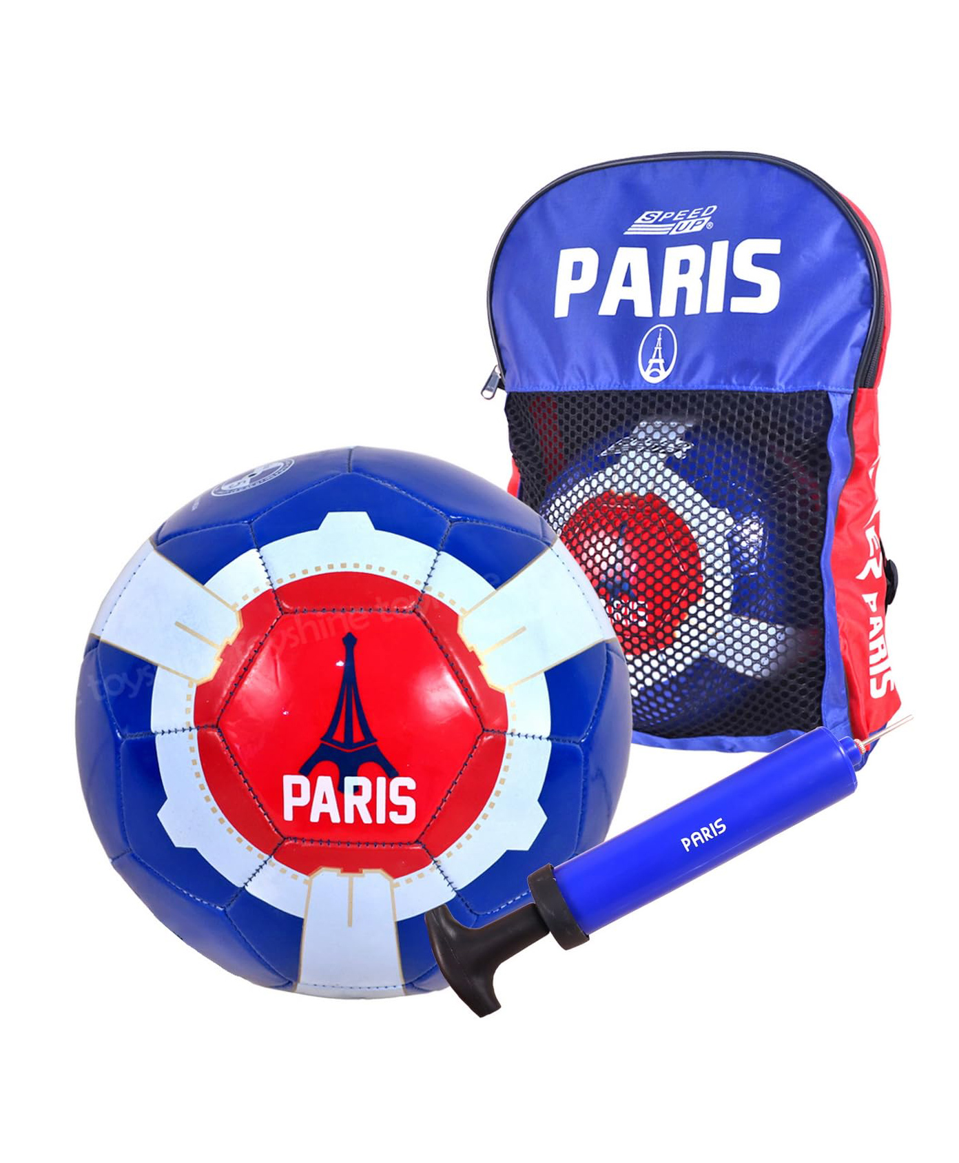 Speed-Up Paris Football Soccer with Bag and Pump Multicolor-image-32