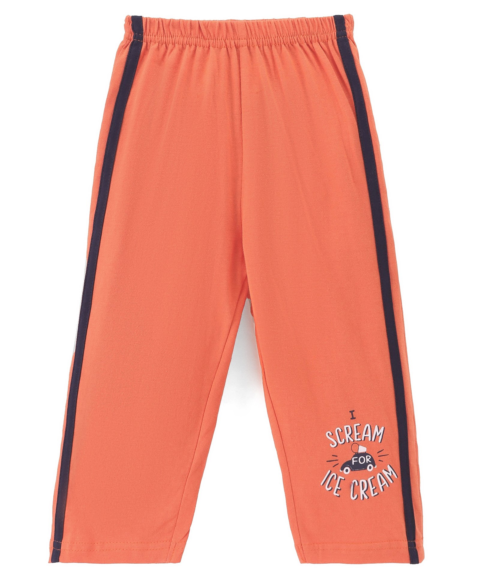 Tango Single Jersey  Knit Full Length Track Pant with Text & Car Print - Orange-picture-26