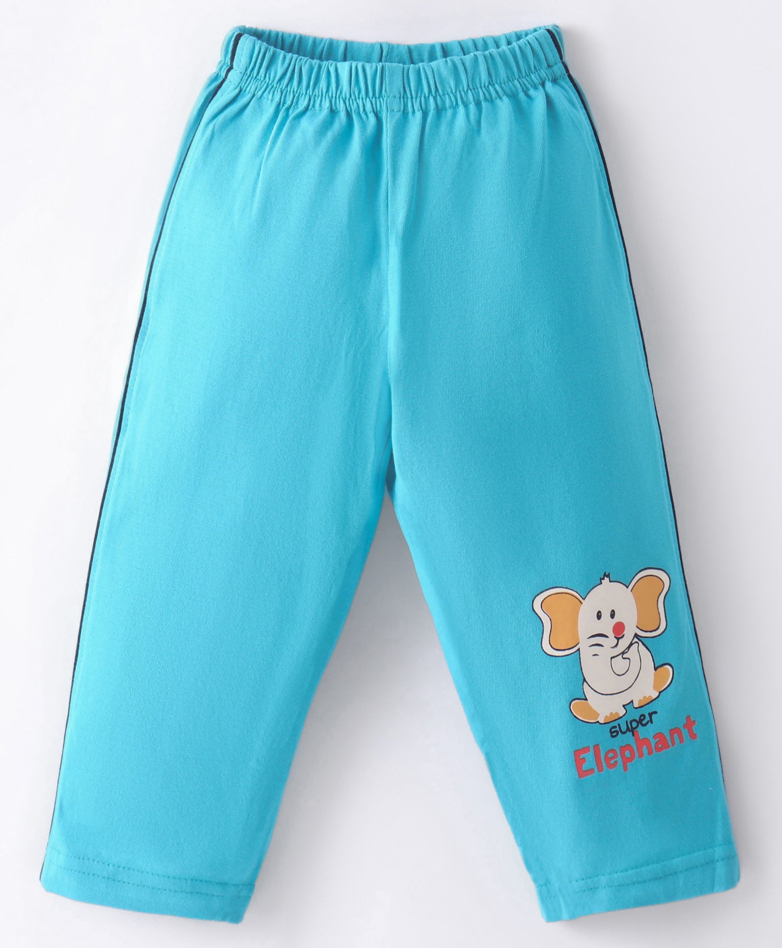 Tango Single Jersey Full Length Lounge Pant With Elephant Print - Blue-picture-19