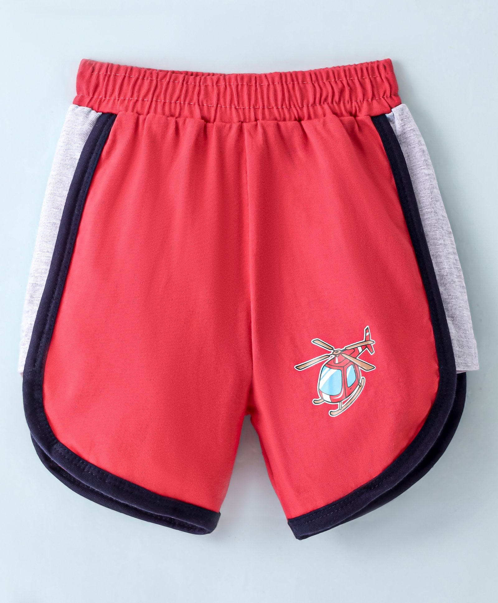 Tango Single Jersey Knit Knee Length Helicopter Printed Shorts - Coral-image-27