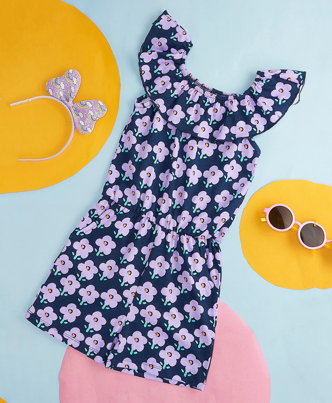 Pantaloons Junior Sleeveless Flower Printed Jumpsuit - Lavender-picture-19
