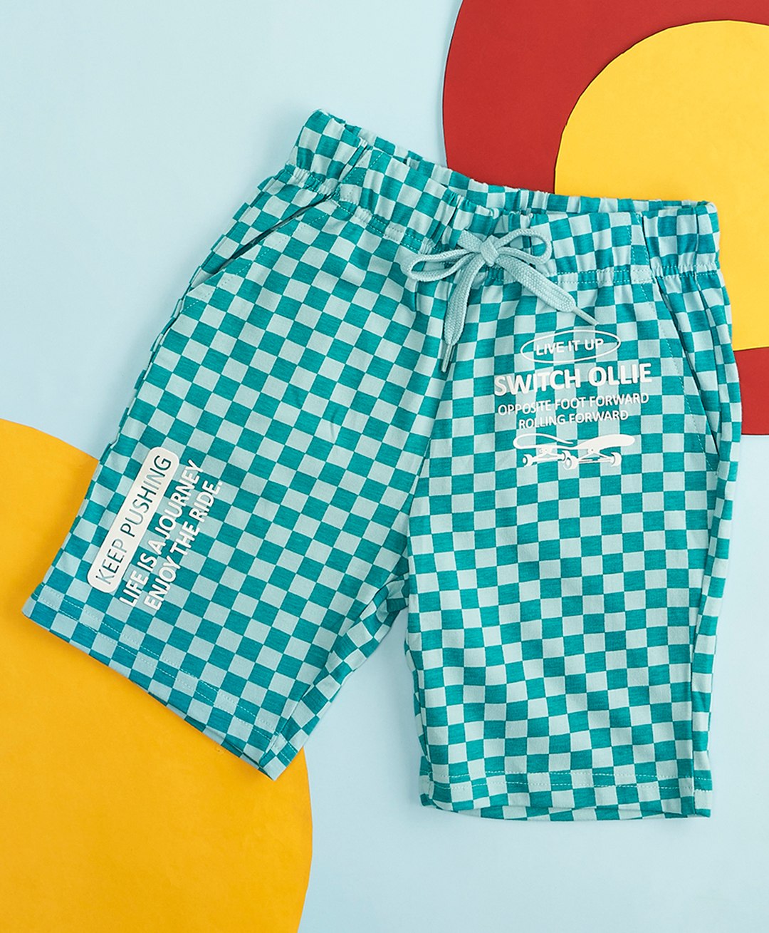 Pantaloons Junior Checked Shorts - Teal Blue-picture-39