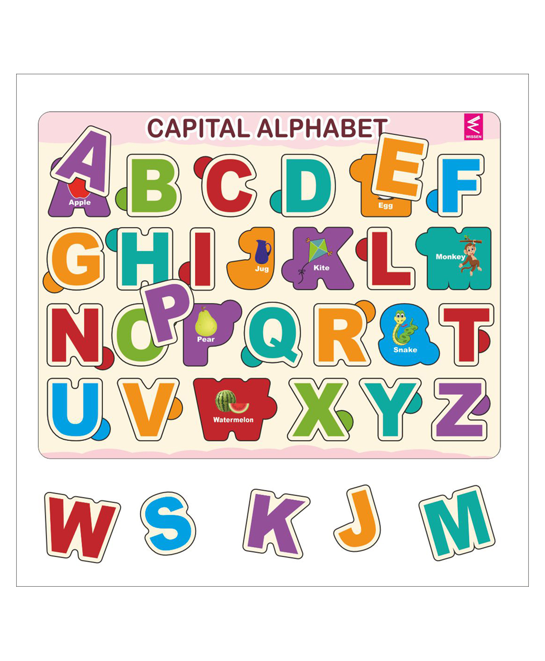 WISSEN Wooden Hide and See Capital Alphabet Puzzle-26 Pieces-picture-27