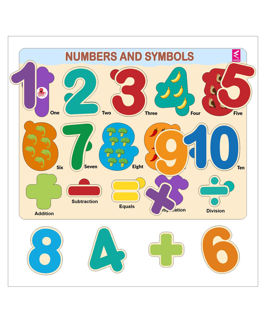 WISSEN Wooden Hide and See Number 1-10 Counting Puzzle - 15 Pieces-image-4