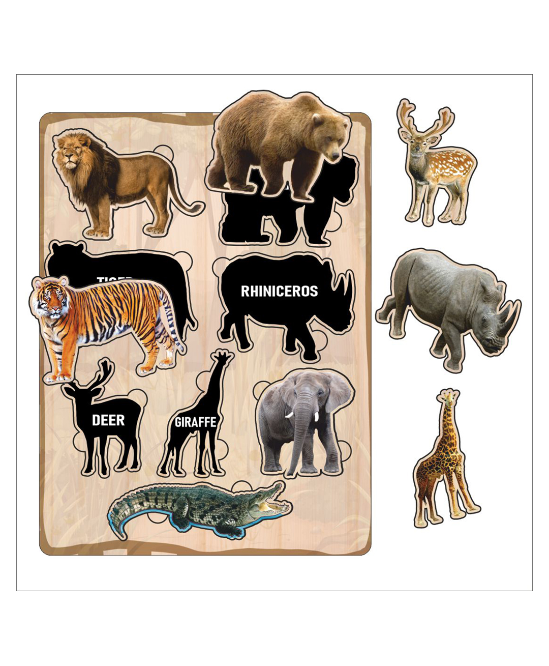 WISSEN Wooden Hide and See Wild Animals Puzzle- 10 Pieces-picture-28