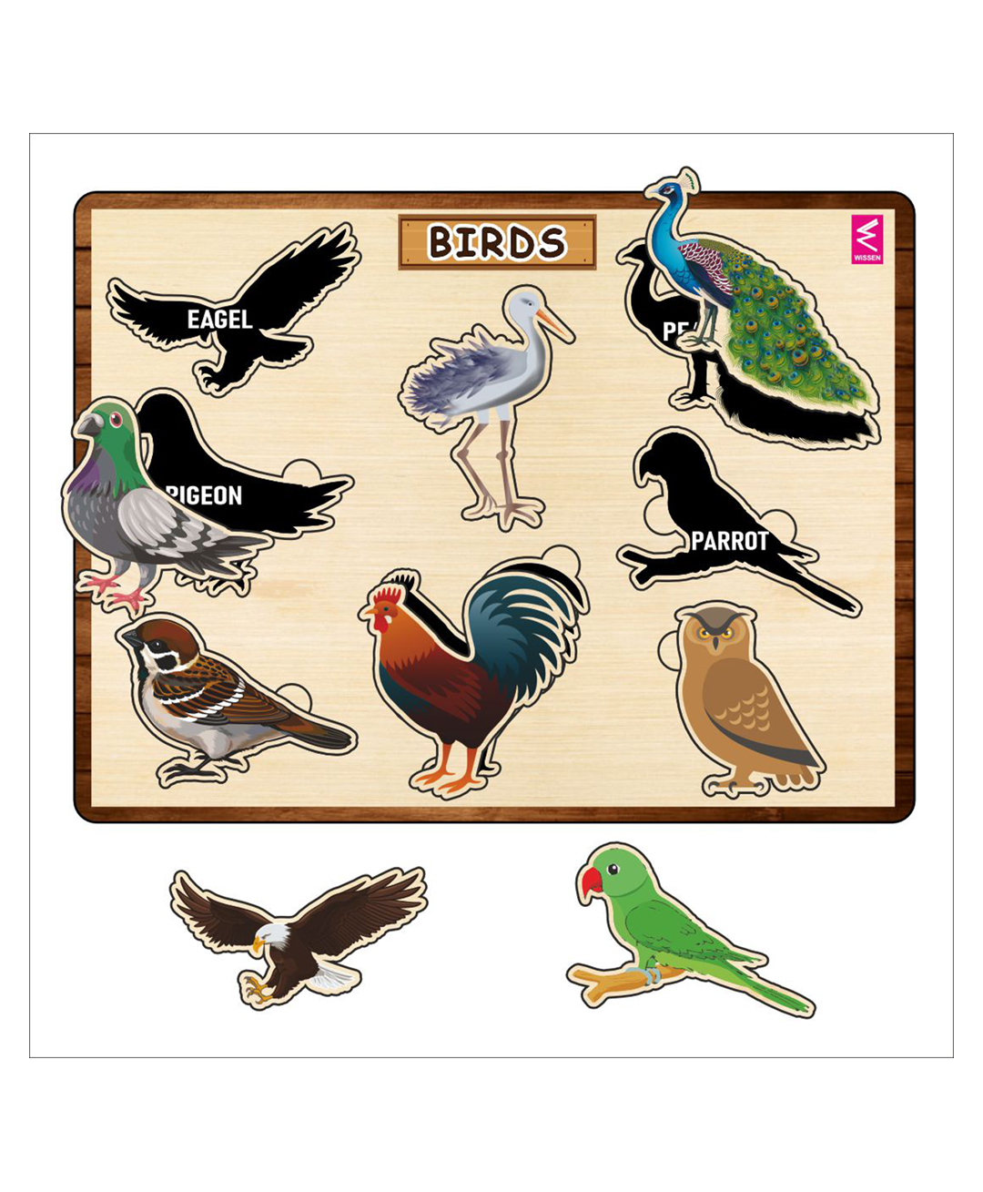 WISSEN Wooden Hide and See Birds Puzzle-8 pieces-picture-26