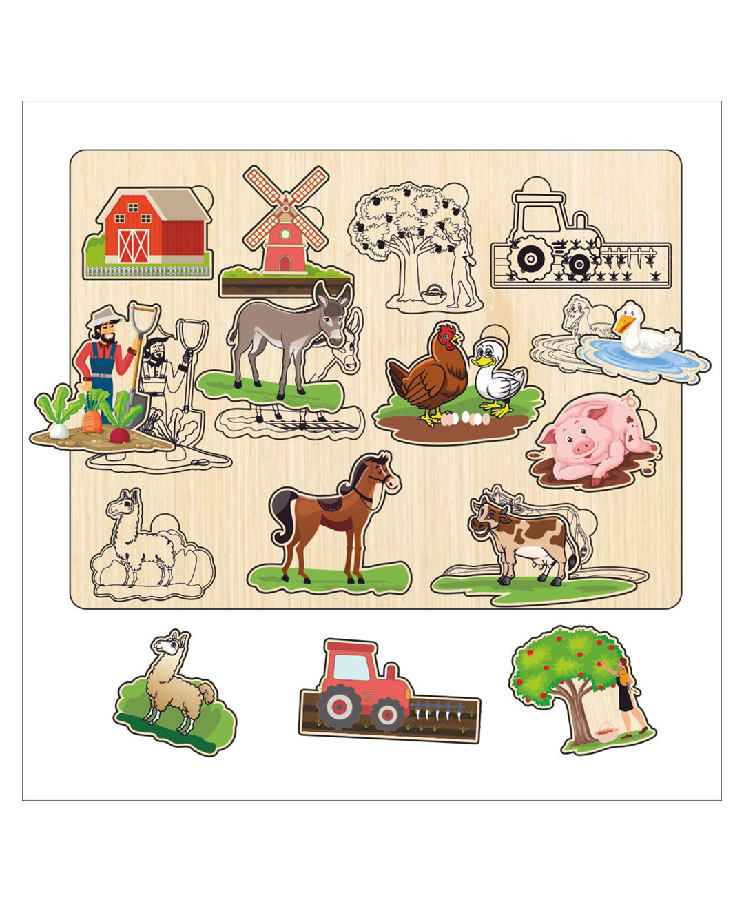 WISSEN Wooden Hide and See Domestic Animals Puzzle- 9 Pieces-picture-25