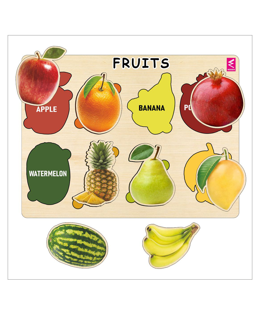 wissen Wooden Hide and See Fruits Puzzle 8 pcs-picture-20