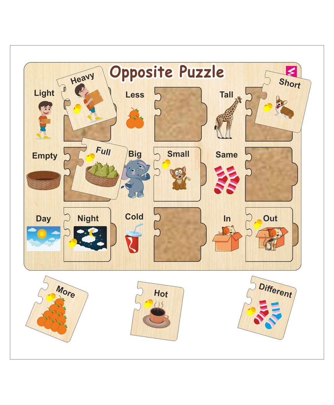 WISSEN Wooden Self Correcting Opposite learning peg board puzzle-9 Pieces-picture-30