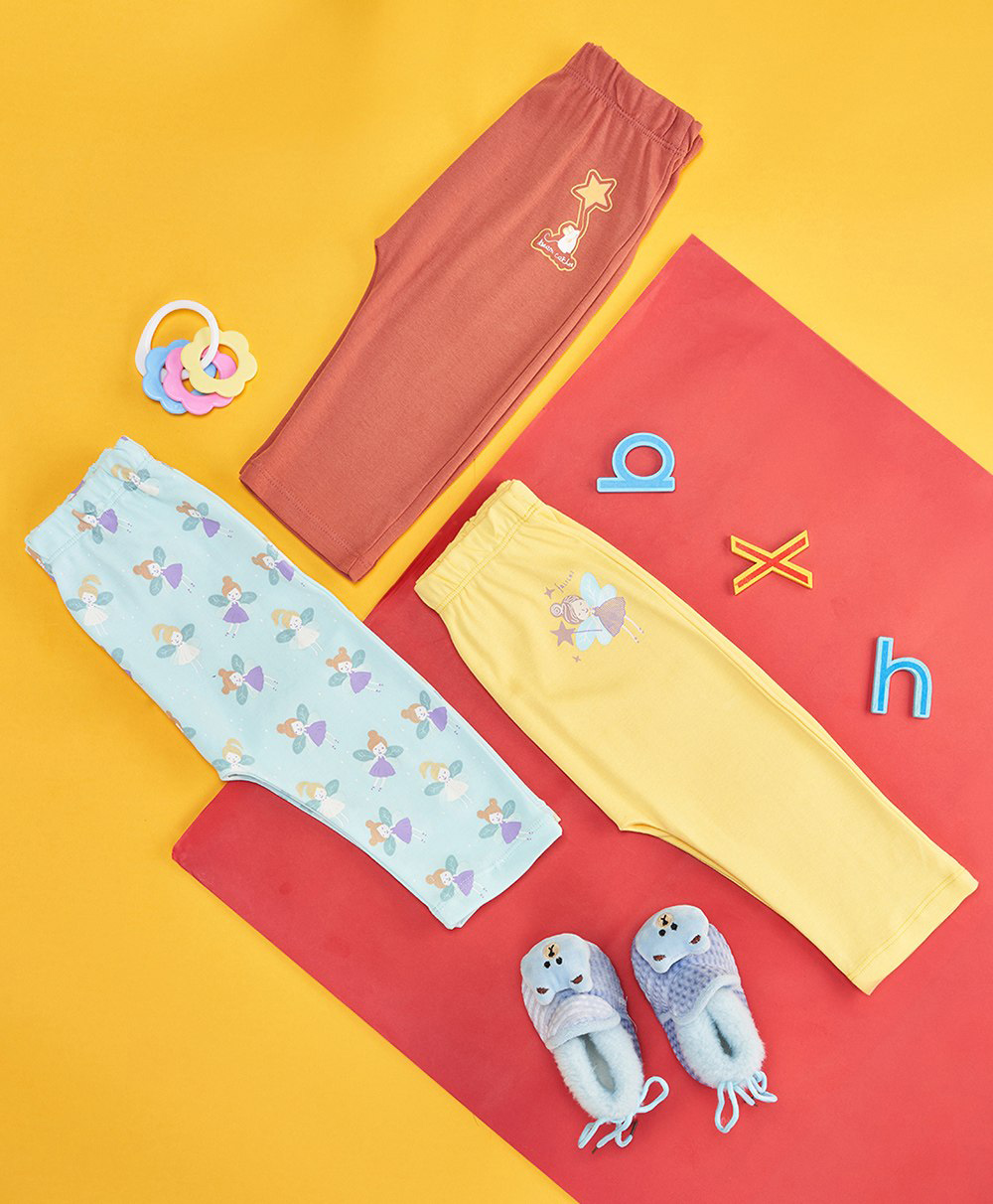 Pantaloons Baby Cotton Pack Of 3 Fairies & Animals Printed Track Pants - Multi Colour-picture-17