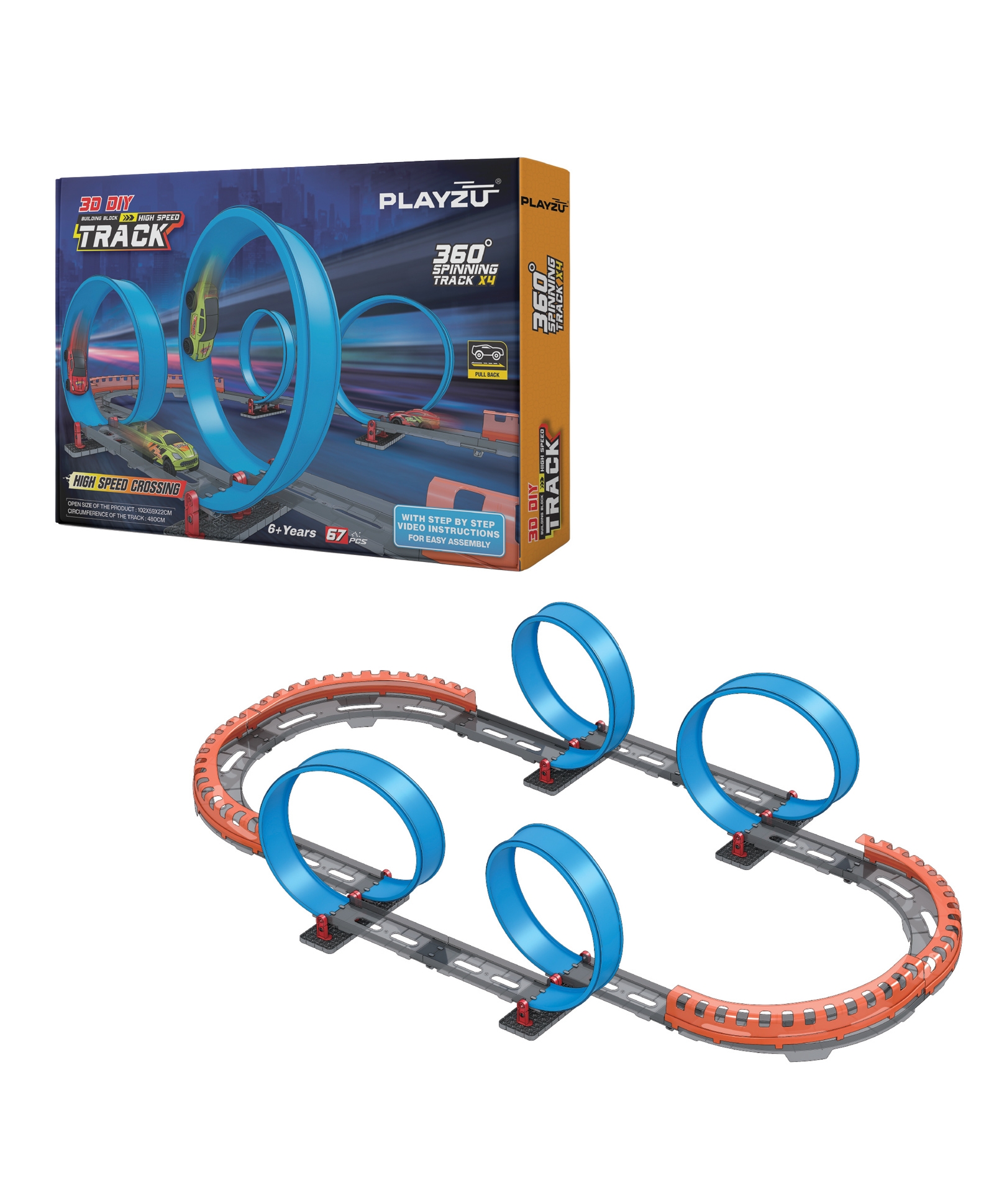 Playzu High Speed Pull Back 4A Track Set - Multicolour-picture-12
