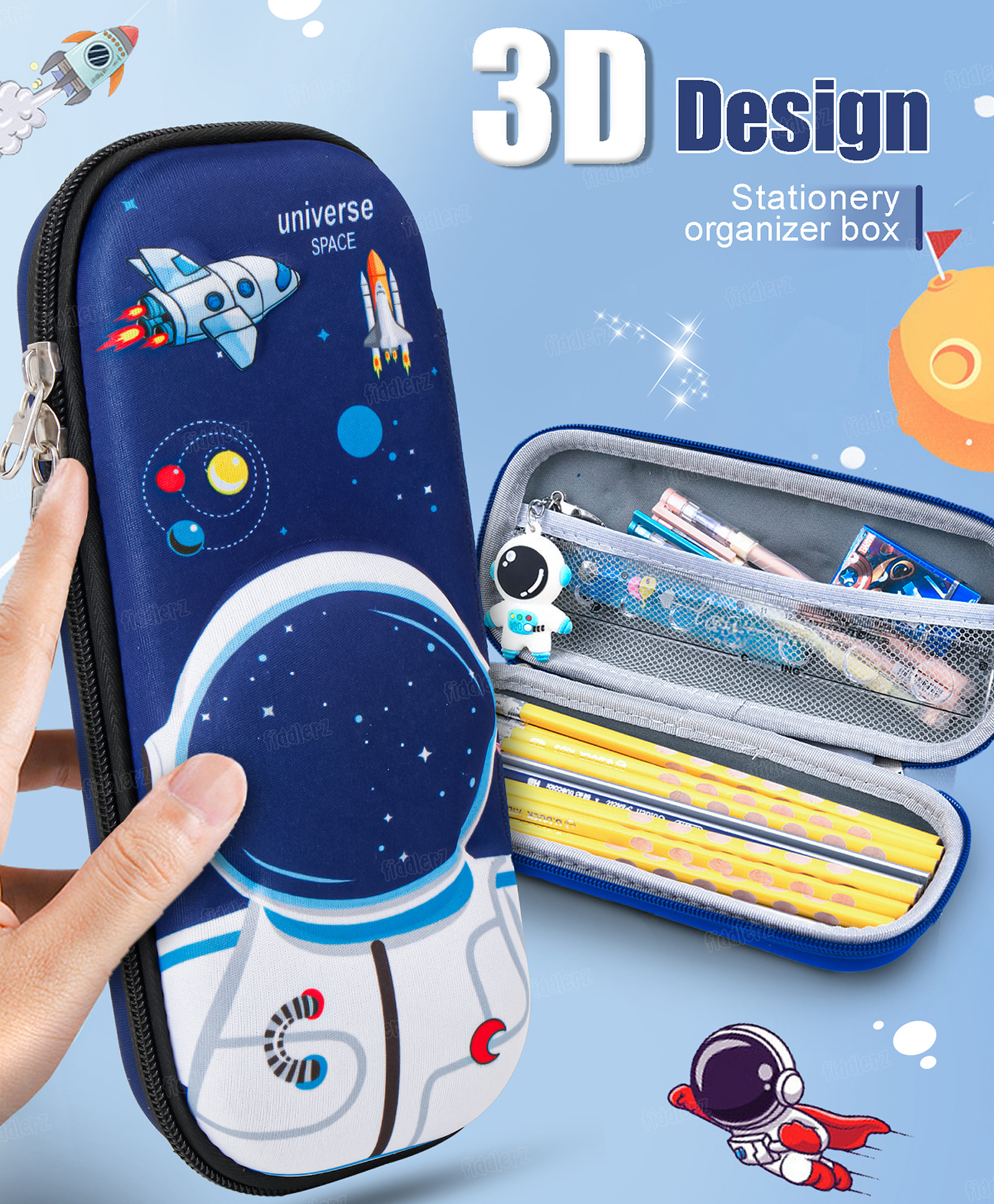 Fiddlerz Pencil Case for Kids Pen Pencil Pouches Coin Holder Stationery Box Large Storage 3D EVA Pencil Pouch-image-38