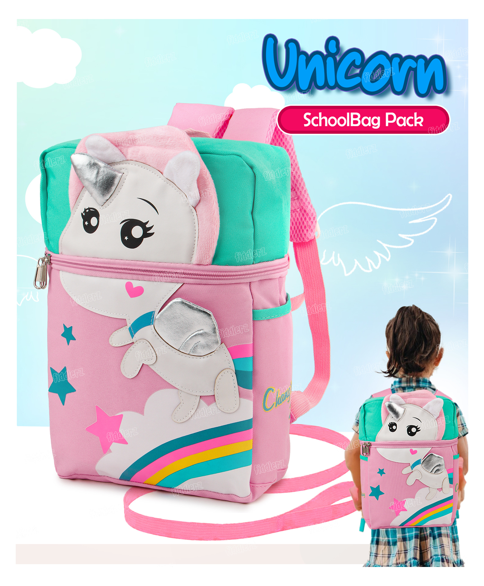 Fiddlerz School Bag For Kids Backpack Travel Backpacks For Boys Girls Preschool Nursery Waterproof Casual Picnic Bag - 14 Inches-image-21