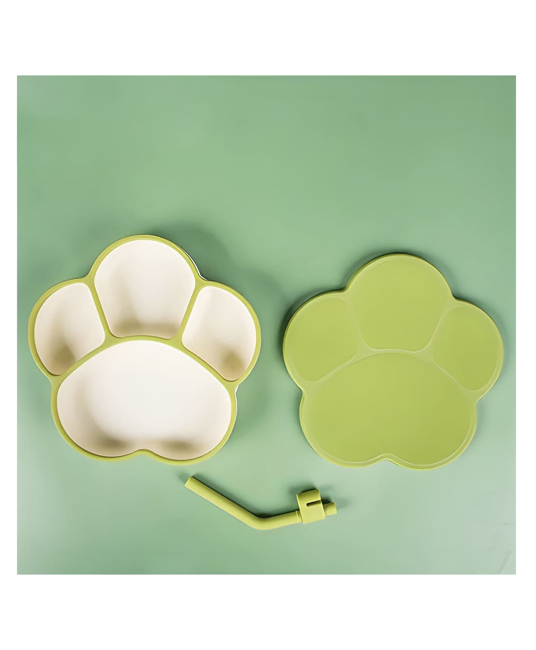StarAndDaisy Baby Food Grade Silicone Suction Plate with Straw for Toddlers, BPA-Free, Slip Resistant Plate for Kids  Green-picture-23