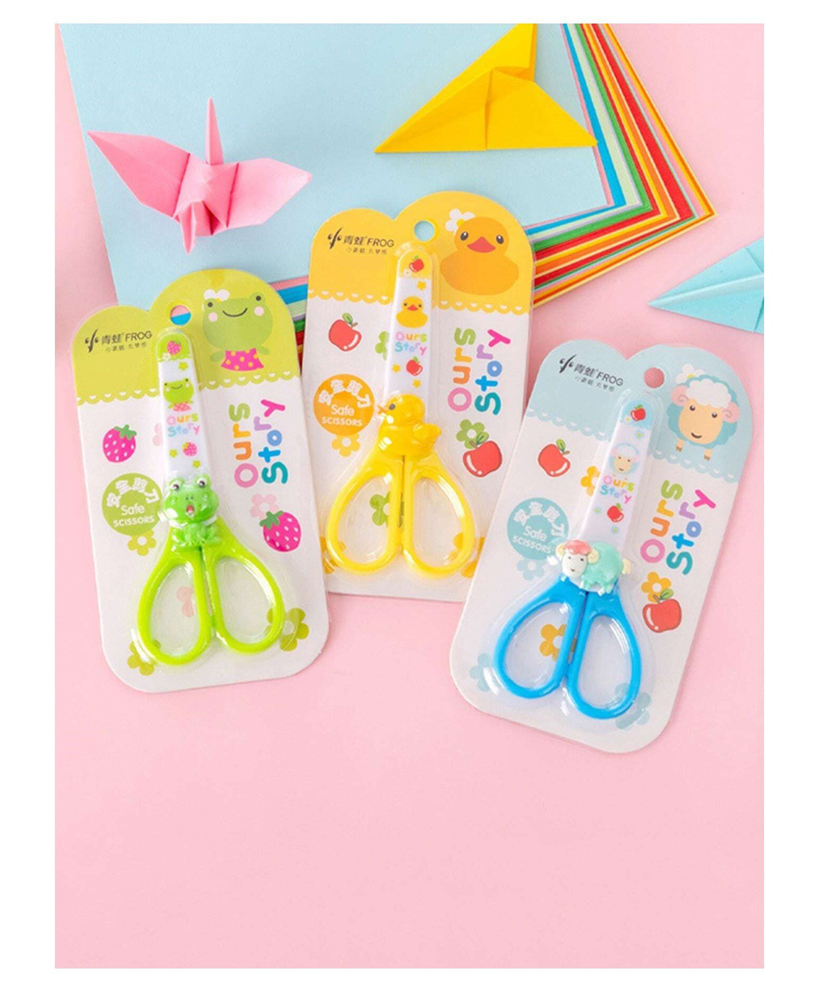 YAMAMA Cute Cartoon Children's Safety Scissors Stainless Steel Blades For Elementary School Students DIY Crafts Art And Craft Activities Portable Convenient Scissors For School Projects For Kids And Adults - Color May Vary-image-41